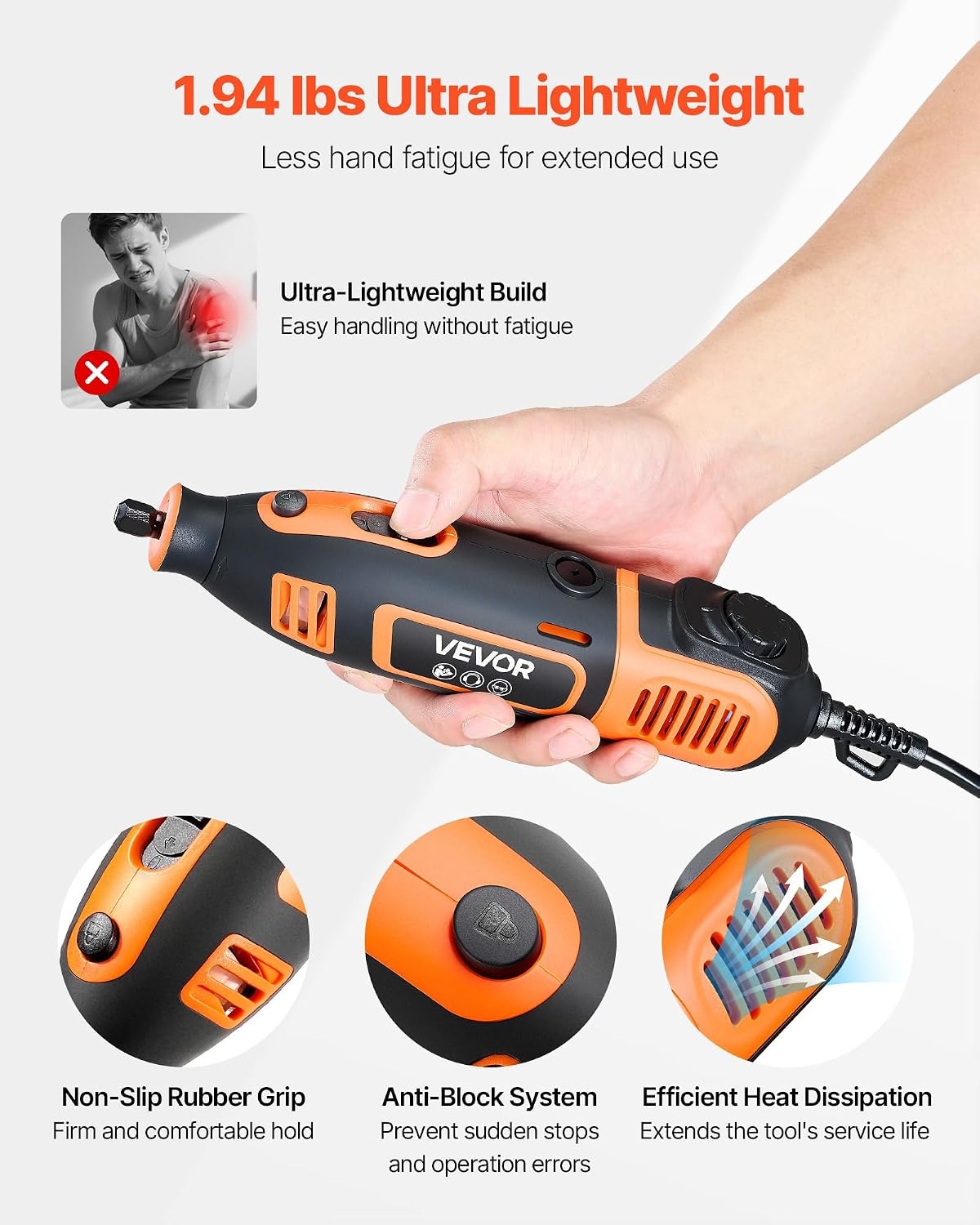 image:imageVEVOR 84Piece Rotary Tool Kit 200W Mini Power Rotary Tool Corded 6Level Speed 800040000 RPM MultiPurpose DIY Tools for Engraving Sanding Polishing Carving Grinding Cutting DIY Crafts