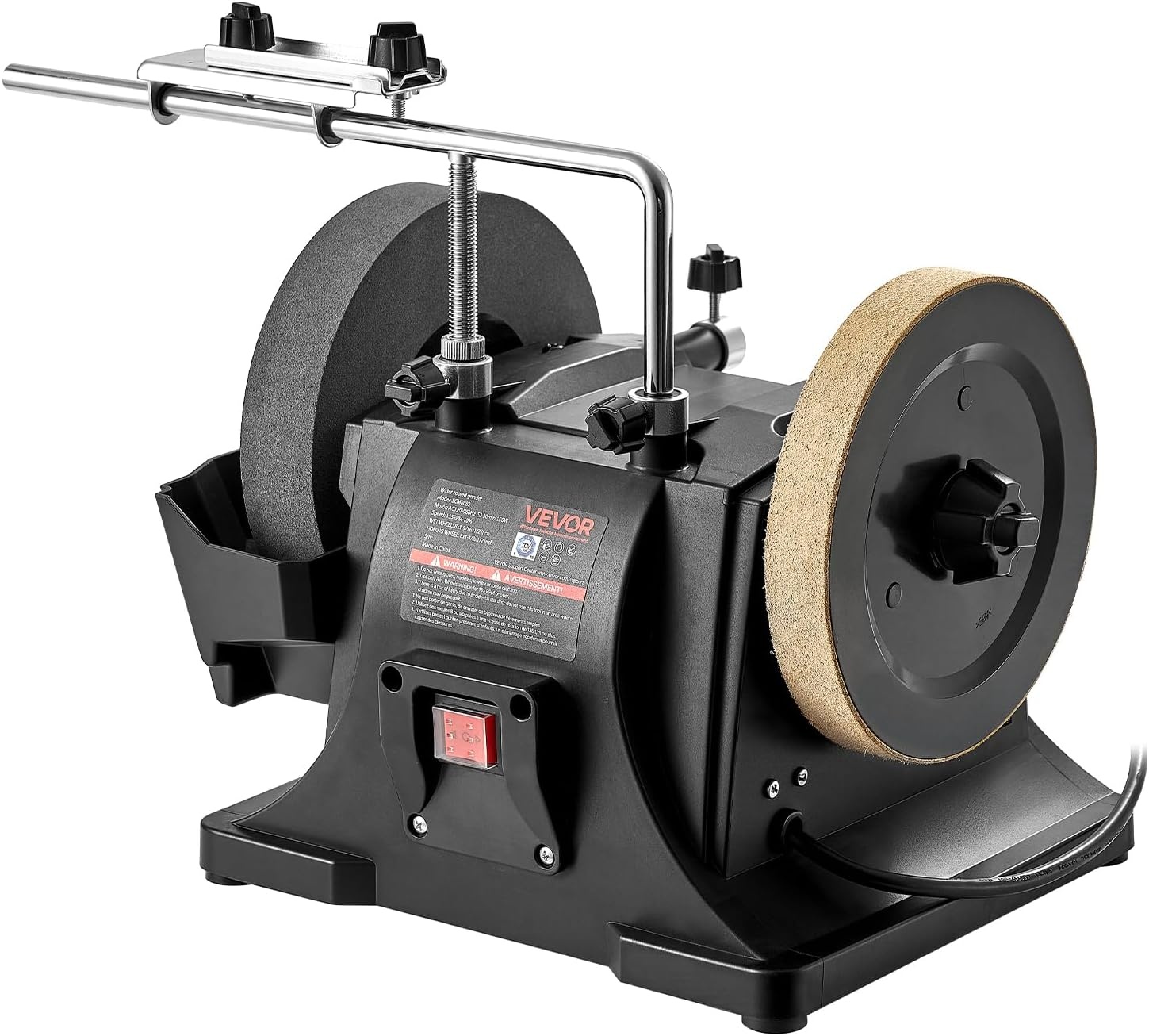 image:imageVEVOR 8Inch Wet Sharpening System WaterCooled Knife Grinder Machine with 155 RPM Grinding Speed VerticalHorizontal TwoDirection Wet Stone Grinder Wet Bench Grinder for Knife Chisel Knife Axe