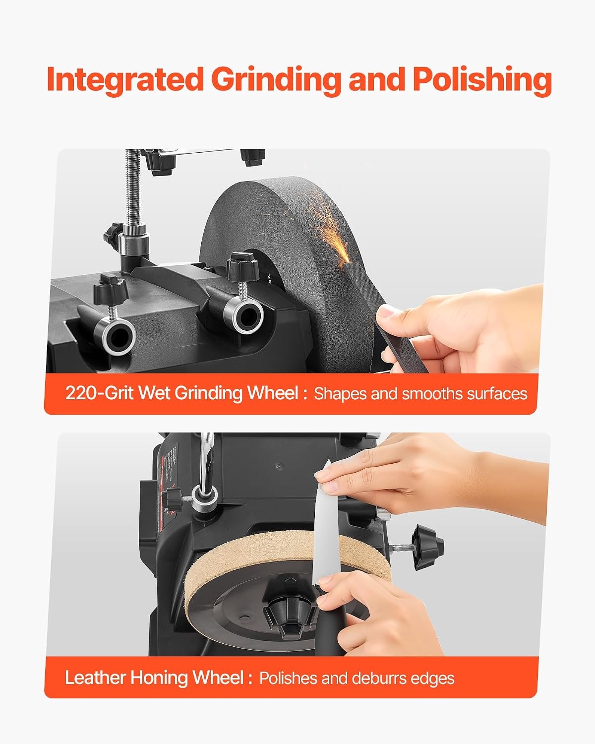 image:imageVEVOR 8Inch Wet Sharpening System WaterCooled Knife Grinder Machine with 155 RPM Grinding Speed VerticalHorizontal TwoDirection Wet Stone Grinder Wet Bench Grinder for Knife Chisel Knife Axe