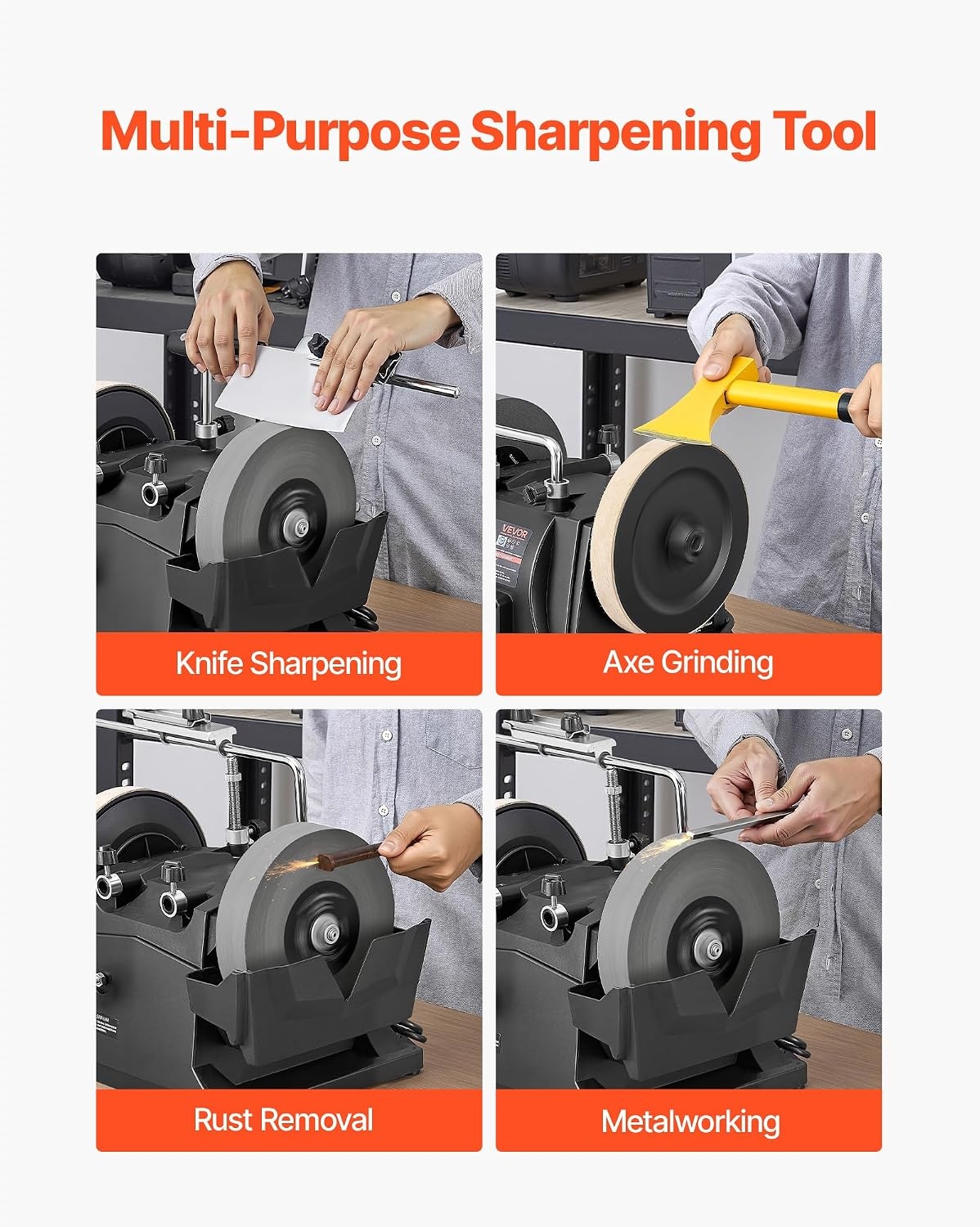 image:imageVEVOR 8Inch Wet Sharpening System WaterCooled Knife Grinder Machine with 155 RPM Grinding Speed VerticalHorizontal TwoDirection Wet Stone Grinder Wet Bench Grinder for Knife Chisel Knife Axe
