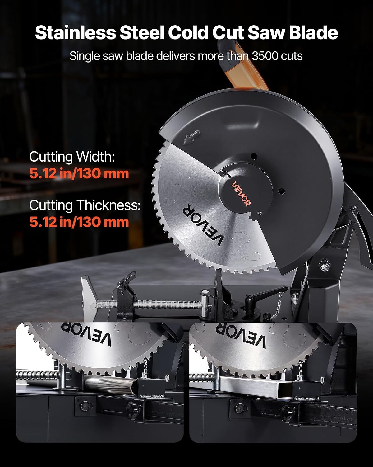 image:imageVEVOR Abrasive Chop Saw 14in 35cm Blade 2300W 3600RPM Steel Cutting Machine 045Degrees Adjustable Angle Miter Saw for Cutting Metal Rebar Iron Aluminum Black14 3500W