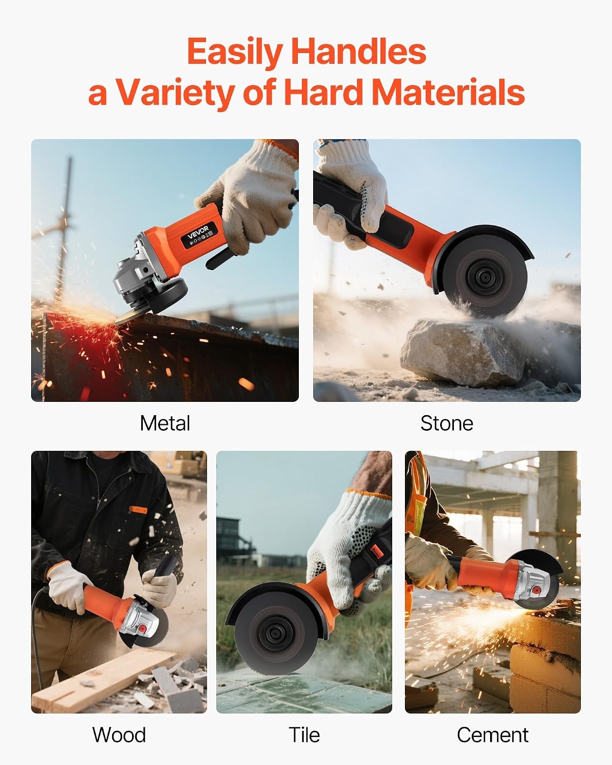 image:imageVEVOR Angle Grinder 412 Electric Grinder Power Tool 8Amps 12000RPM HighSpeed Corded Angle Grinders with 230 Adjustable Dust Guard for Metal Grinding Cutting Rust Removal Disc Not Included412 Inch angle grinder