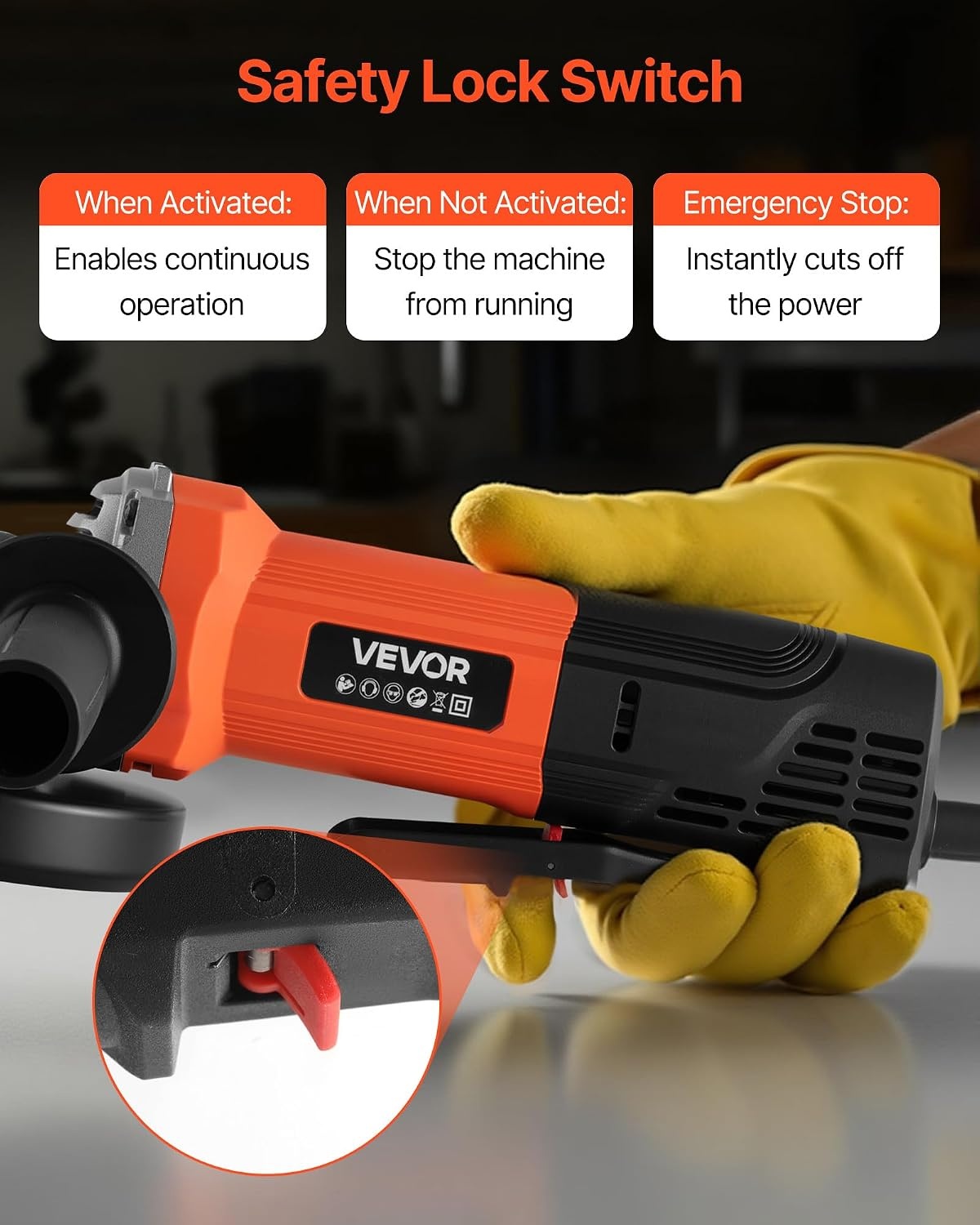 image:imageVEVOR Angle Grinder 412 Electric Grinder Power Tool 8Amps 12000RPM HighSpeed Corded Angle Grinders with 230 Adjustable Dust Guard for Metal Grinding Cutting Rust Removal Disc Not Included412 Inch angle grinder