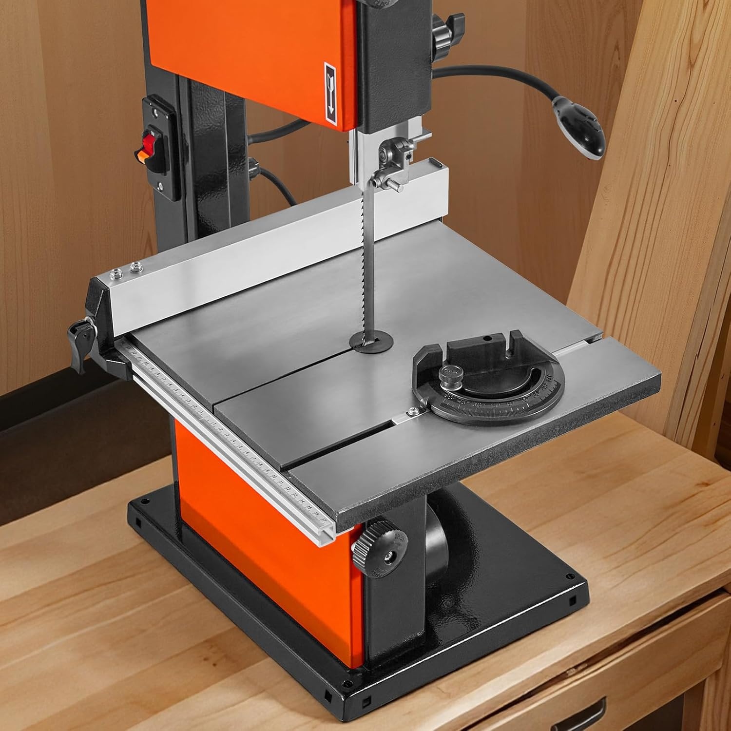 image:imageVEVOR Band Saw 10Inch TwoSpeed Benchtop Bandsaw with 373W 12 HP Motor 6 in Max Cutting Height 132 x 134 in Cast Iron Table with 360 Work Light Miter Gauge Fence Band Saw for Woodworking2126 x 1969 x 3543 in