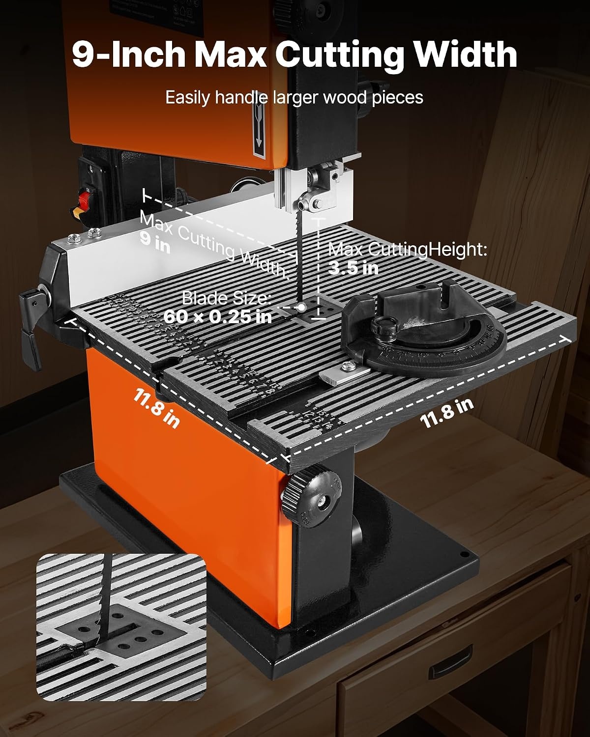 image:imageVEVOR Band Saw 10Inch TwoSpeed Benchtop Bandsaw with 373W 12 HP Motor 6 in Max Cutting Height 132 x 134 in Cast Iron Table with 360 Work Light Miter Gauge Fence Band Saw for Woodworking1870 x 1496 x 2874 in