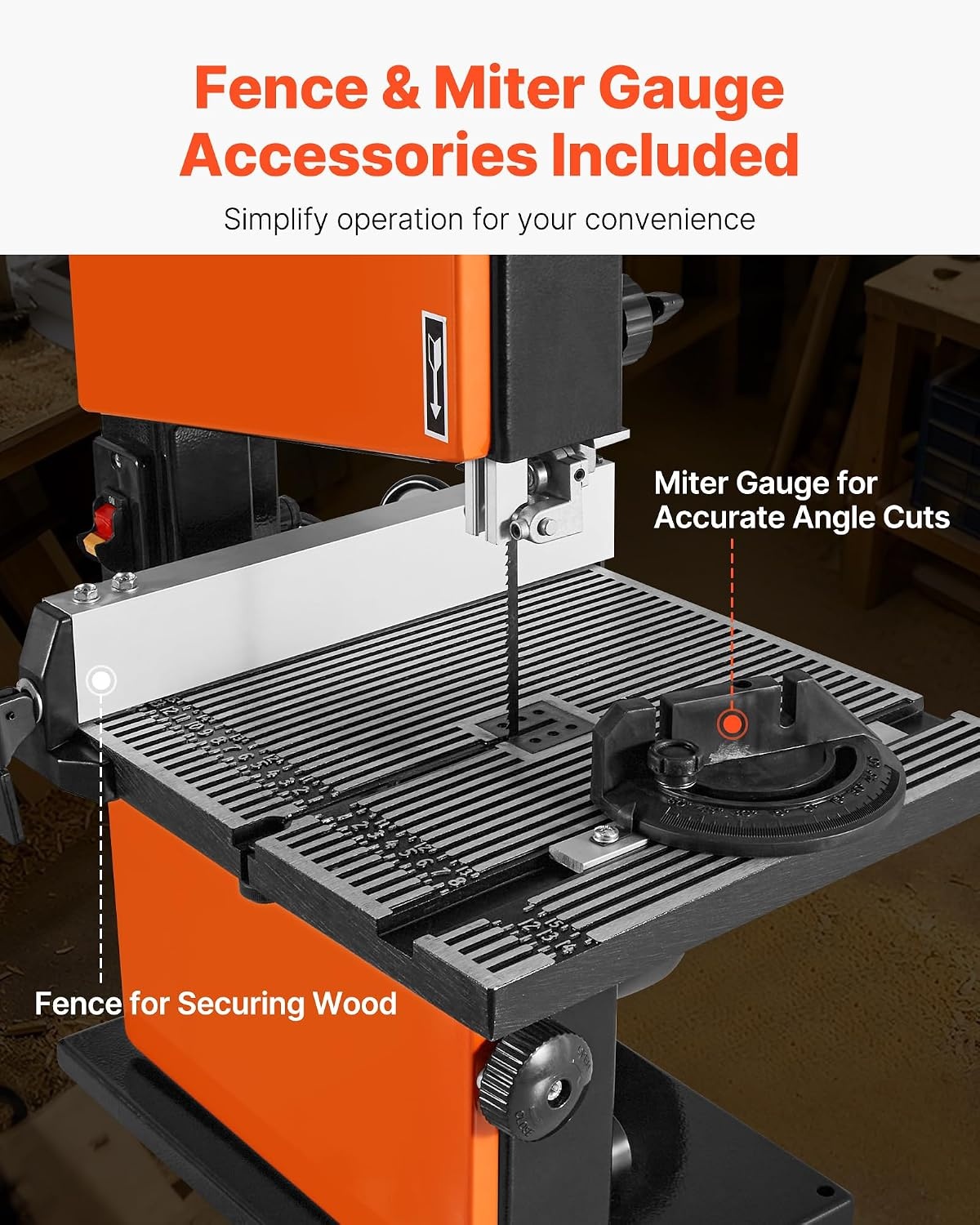 image:imageVEVOR Band Saw 10Inch TwoSpeed Benchtop Bandsaw with 373W 12 HP Motor 6 in Max Cutting Height 132 x 134 in Cast Iron Table with 360 Work Light Miter Gauge Fence Band Saw for Woodworking1870 x 1496 x 2874 in