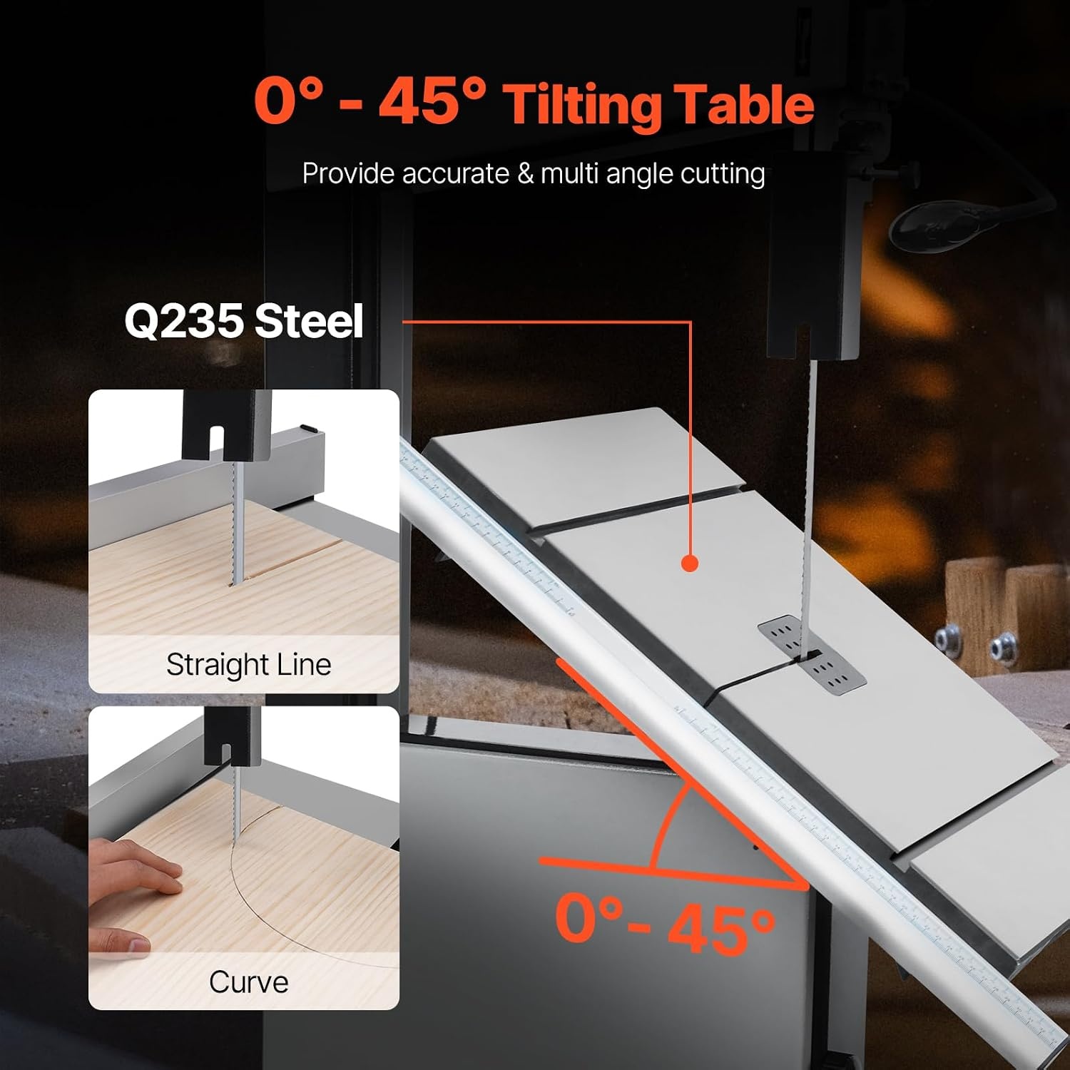 image:imageVEVOR Band Saw 1339Inch Benchtop Bandsaw with Stand 440846 RPM Continuously Viable Speed 1100W 112HP 110V Optimized Work Light and Miter Gauge for Woodworking Aluminum Wood Metal CopperSilver