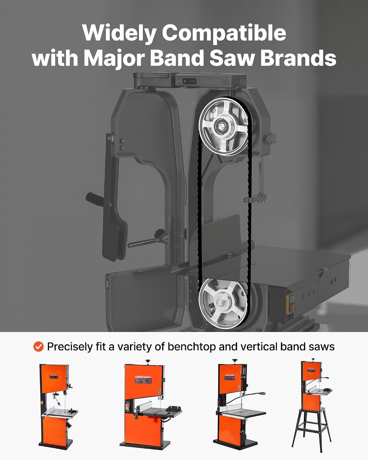 image:imageVEVOR Bandsaw Blade 60 Inch Length 6 TPI Band Saw Blade with 15 HRC Hardened Sharp Teeth SK5 HighStrength Carbon Steel 025 Inch Width Replacement for Major Woodworking Band Saw Brands 1 Pack