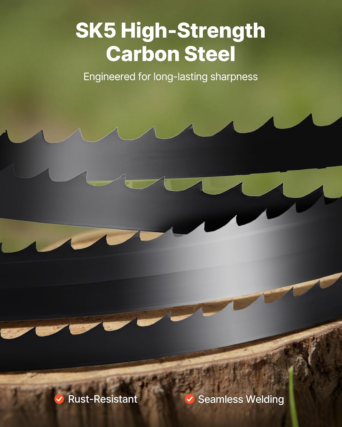 image:imageVEVOR Bandsaw Blade 60 Inch Length 6 TPI Band Saw Blade with 15 HRC Hardened Sharp Teeth SK5 HighStrength Carbon Steel 025 Inch Width Replacement for Major Woodworking Band Saw Brands 1 Pack