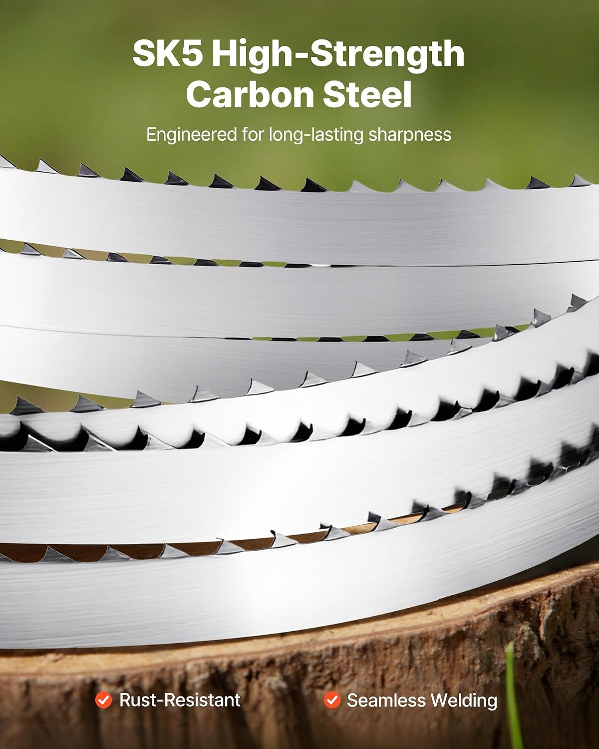 image:imageVEVOR Bandsaw Blade 72 Inch Length 4 TPI Band Saw Blade with 18 HRC Hardened Sharp Teeth SK5 HighStrength Carbon Steel 05 Inch Width Replacement for Major Woodworking Band Saw Brands 1 Pack