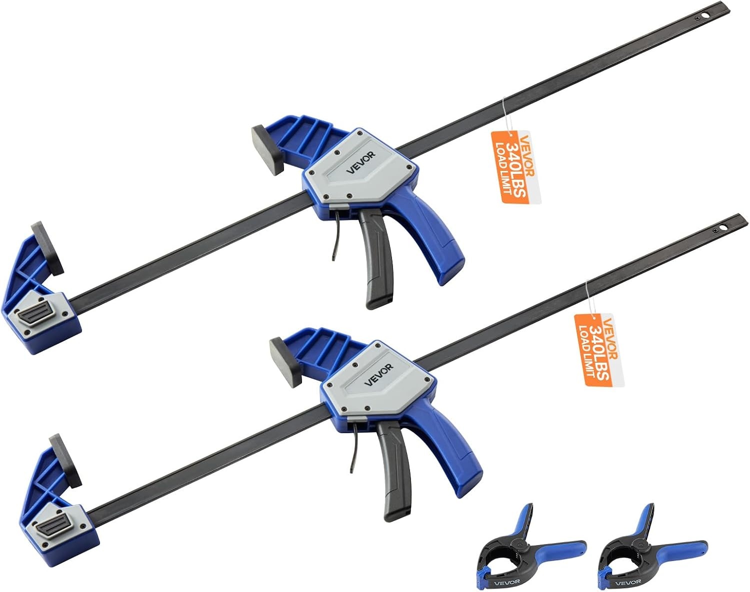 image:imageVEVOR Bar Clamps for Woodworking 2Pack 12 inch and 2Pack 6 inch OneHanded ClampSpreader QuickGrip FClamp with 154 lbs Load Limit Premium Plastic and Steel for Woodworking Metal workingLightDuty