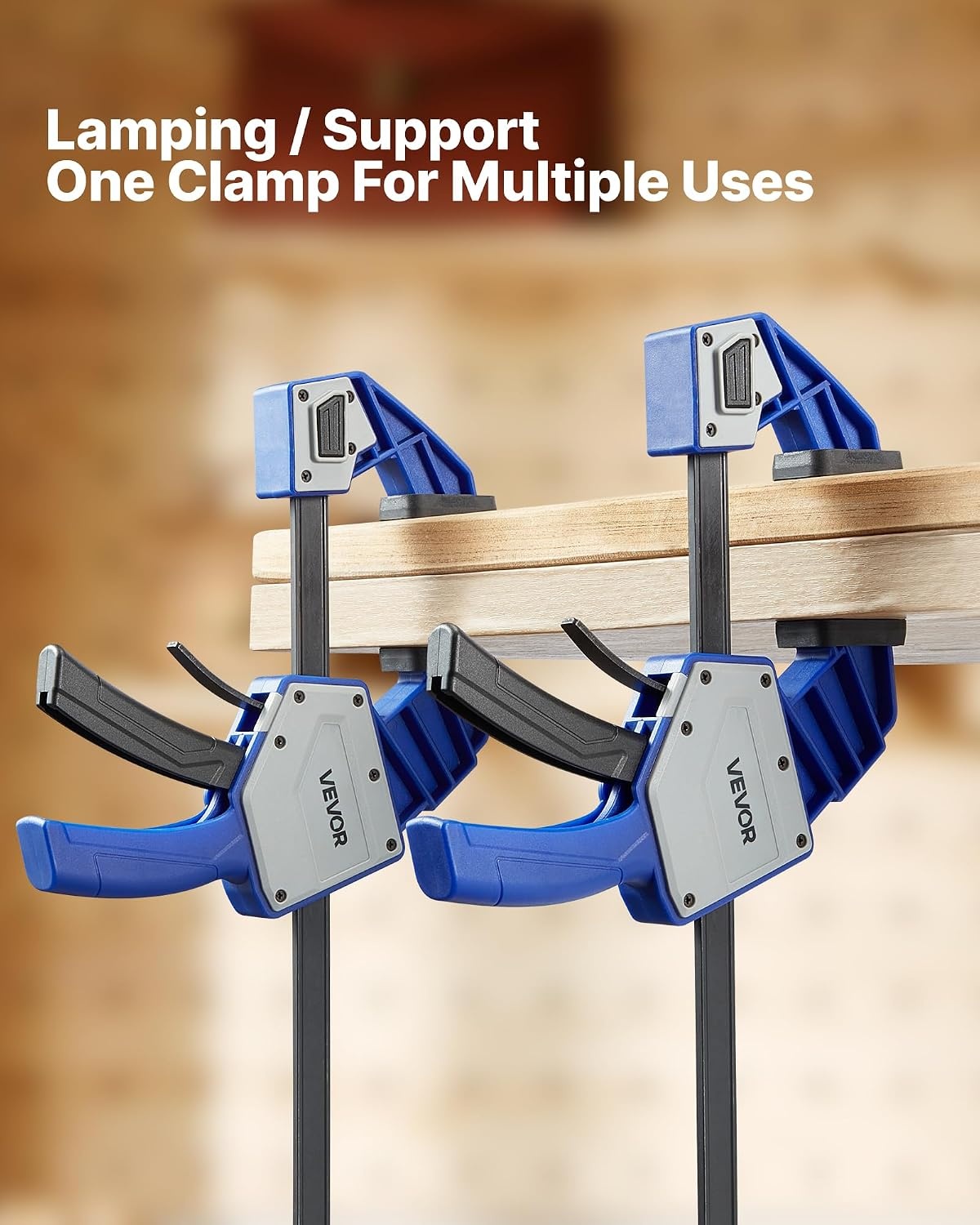image:imageVEVOR Bar Clamps for Woodworking 2Pack 12 inch and 2Pack 6 inch OneHanded ClampSpreader QuickGrip FClamp with 154 lbs Load Limit Premium Plastic and Steel for Woodworking Metal workingLightDuty