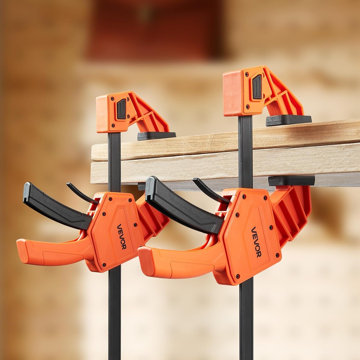 image:imageVEVOR Bar Clamps for Woodworking 2Pack 12 inch and 2Pack 6 inch OneHanded ClampSpreader QuickGrip FClamp with 154 lbs Load Limit Premium Plastic and Steel for Woodworking Metal workingLightDuty