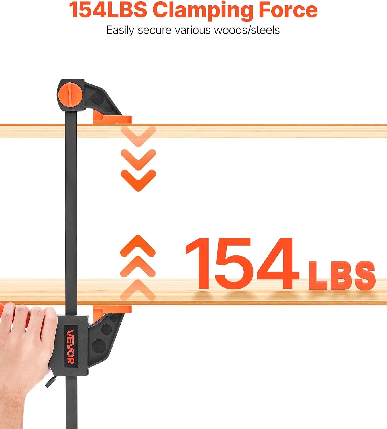 image:imageVEVOR Bar Clamps for Woodworking 2Pack 12 inch and 2Pack 6 inch OneHanded ClampSpreader QuickGrip FClamp with 154 lbs Load Limit Premium Plastic and Steel for Woodworking Metal workingLightDuty