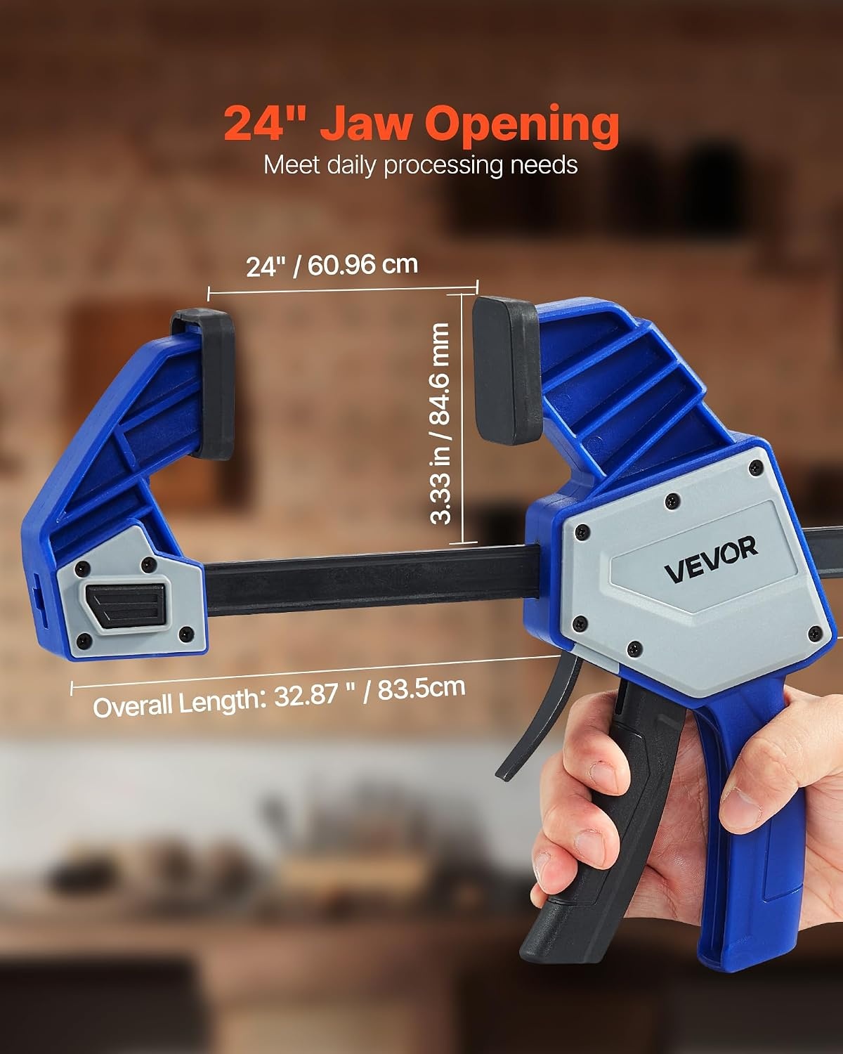 image:imageVEVOR Bar Clamps for Woodworking 2Pack 12 inch and 2Pack 6 inch OneHanded ClampSpreader QuickGrip FClamp with 154 lbs Load Limit Premium Plastic and Steel for Woodworking Metal workingLightDuty