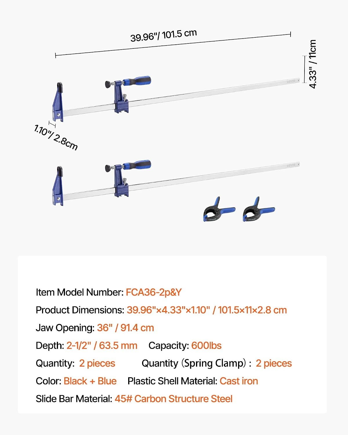 image:imageVEVOR Bar Clamps for Woodworking 2Pack 12 inch and 2Pack 6 inch OneHanded ClampSpreader QuickGrip FClamp with 154 lbs Load Limit Premium Plastic and Steel for Woodworking Metal workingMediumDuty