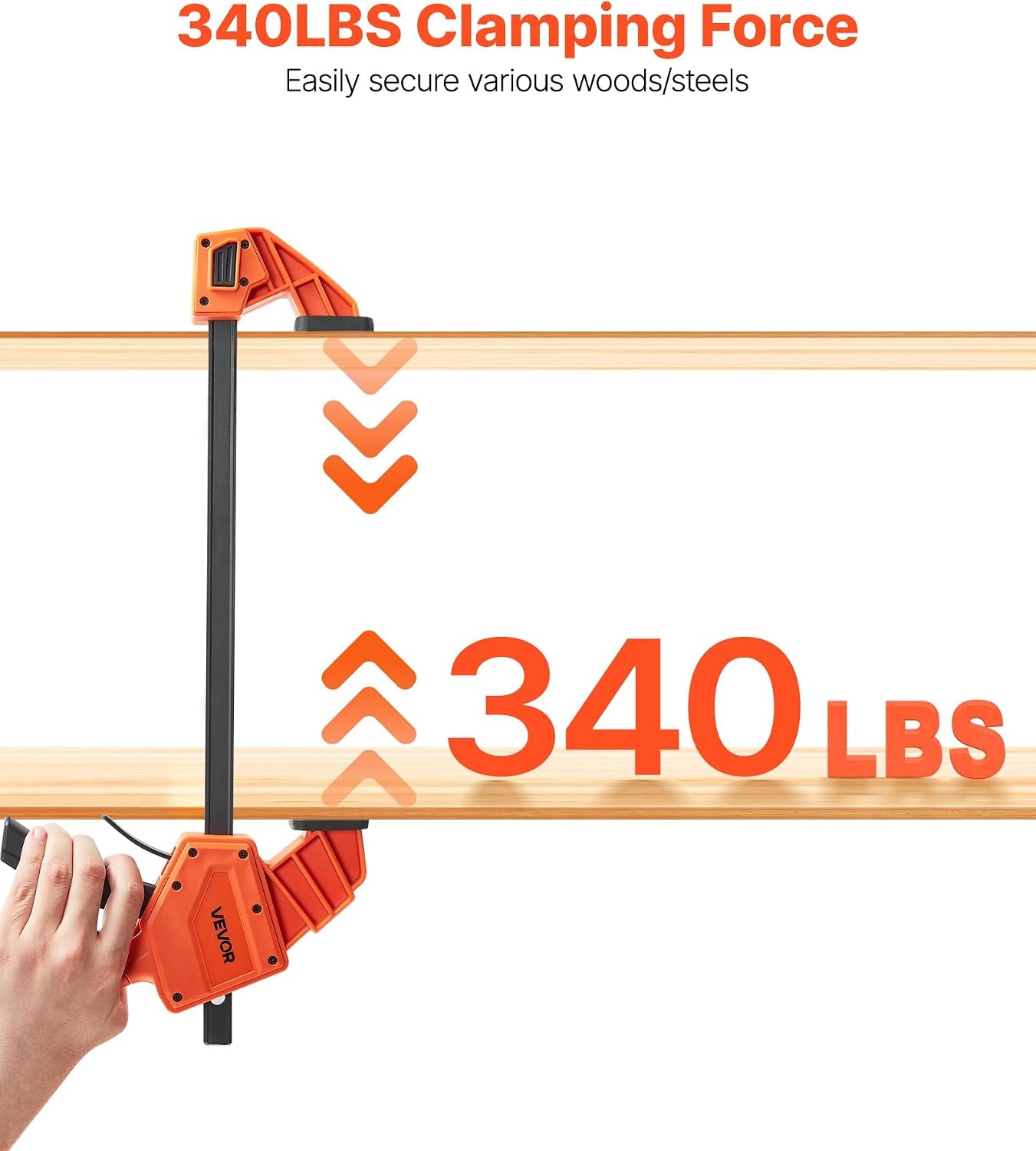 image:imageVEVOR Bar Clamps for Woodworking 2Pack 12 inch and 2Pack 6 inch OneHanded ClampSpreader QuickGrip FClamp with 154 lbs Load Limit Premium Plastic and Steel for Woodworking Metal workingLightDuty