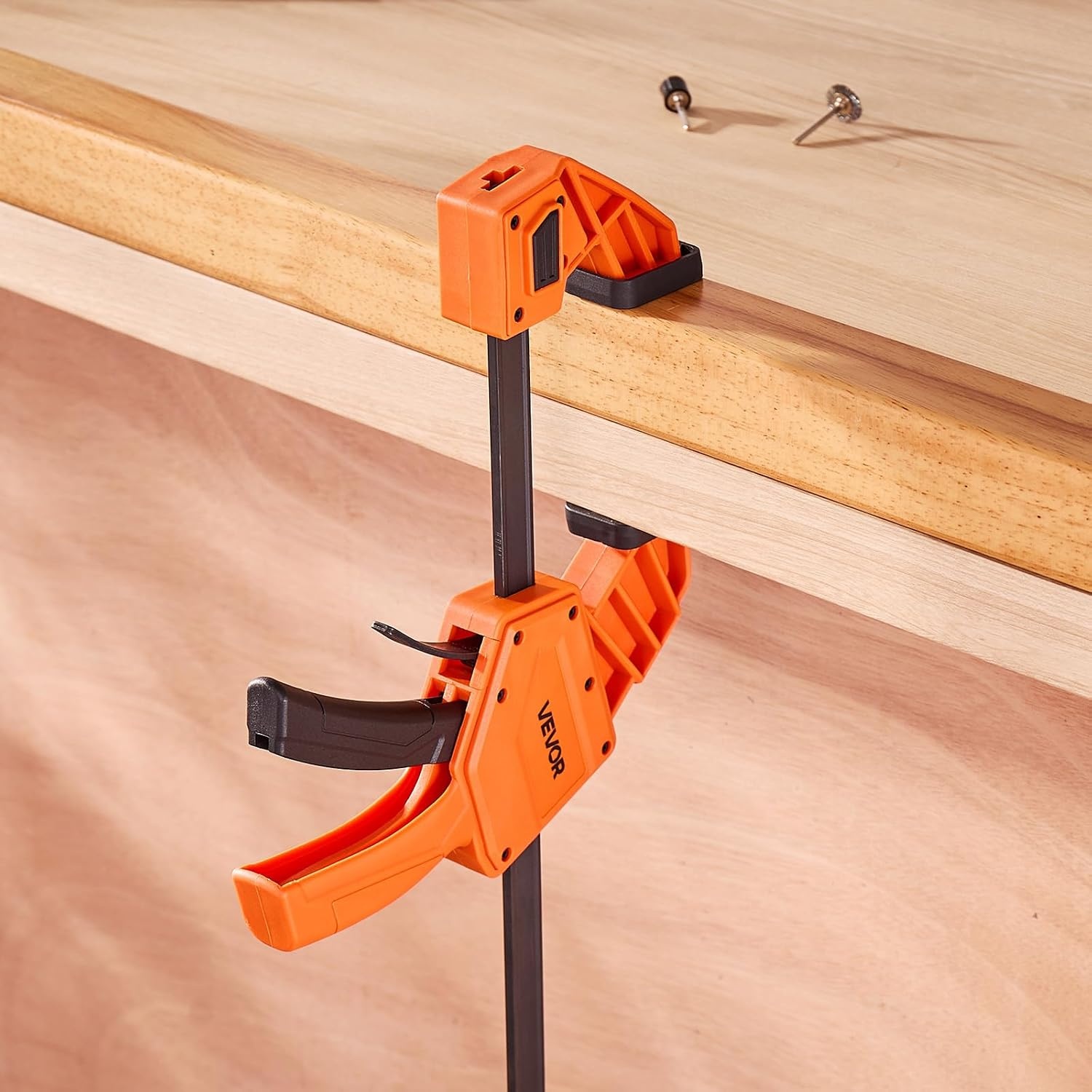 image:imageVEVOR Bar Clamps for Woodworking 2Pack 12 inch and 2Pack 6 inch OneHanded ClampSpreader QuickGrip FClamp with 154 lbs Load Limit Premium Plastic and Steel for Woodworking Metal workingLightDuty