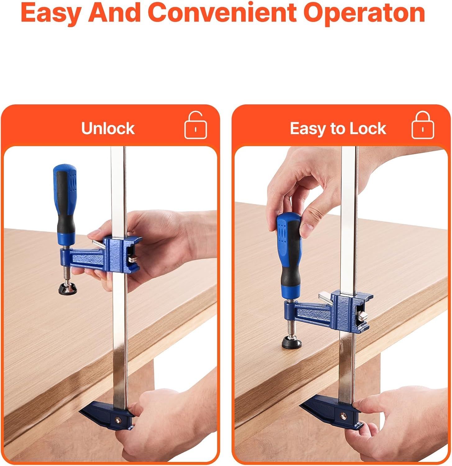 image:imageVEVOR Bar Clamps for Woodworking 2Pack 12 inch and 2Pack 6 inch OneHanded ClampSpreader QuickGrip FClamp with 154 lbs Load Limit Premium Plastic and Steel for Woodworking Metal workingMediumDuty