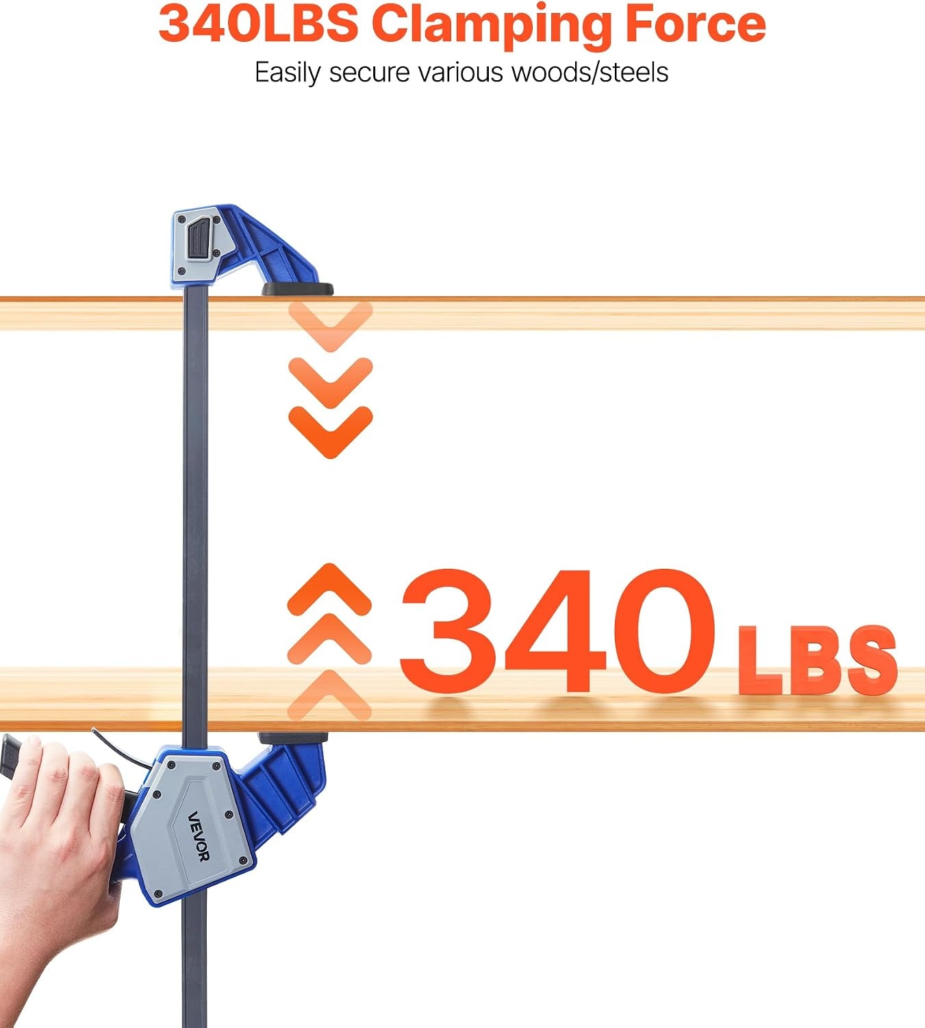 image:imageVEVOR Bar Clamps for Woodworking 2Pack 12 inch and 2Pack 6 inch OneHanded ClampSpreader QuickGrip FClamp with 154 lbs Load Limit Premium Plastic and Steel for Woodworking Metal workingLightDuty