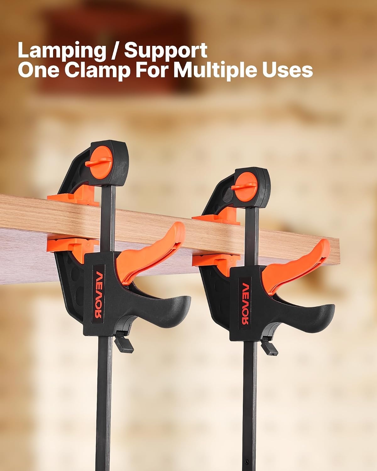 image:imageVEVOR Bar Clamps for Woodworking 2Pack 12 inch and 2Pack 6 inch OneHanded ClampSpreader QuickGrip FClamp with 154 lbs Load Limit Premium Plastic and Steel for Woodworking Metal workingLightDuty