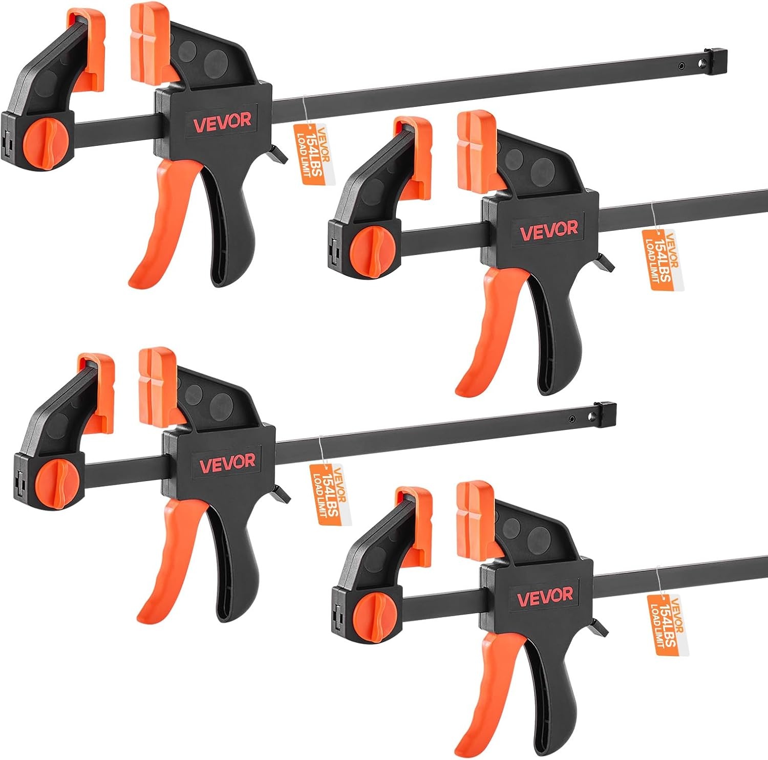 image:imageVEVOR Bar Clamps for Woodworking 2Pack 12 inch and 2Pack 6 inch OneHanded ClampSpreader QuickGrip FClamp with 154 lbs Load Limit Premium Plastic and Steel for Woodworking Metal workingLightDuty
