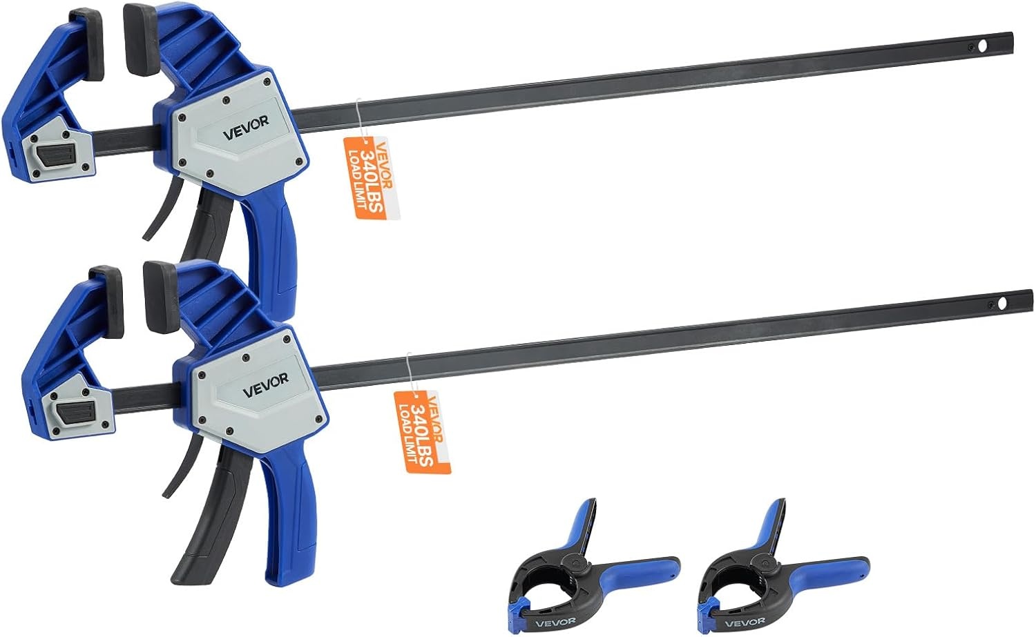 image:imageVEVOR Bar Clamps for Woodworking 2Pack 12 inch and 2Pack 6 inch OneHanded ClampSpreader QuickGrip FClamp with 154 lbs Load Limit Premium Plastic and Steel for Woodworking Metal workingLightDuty