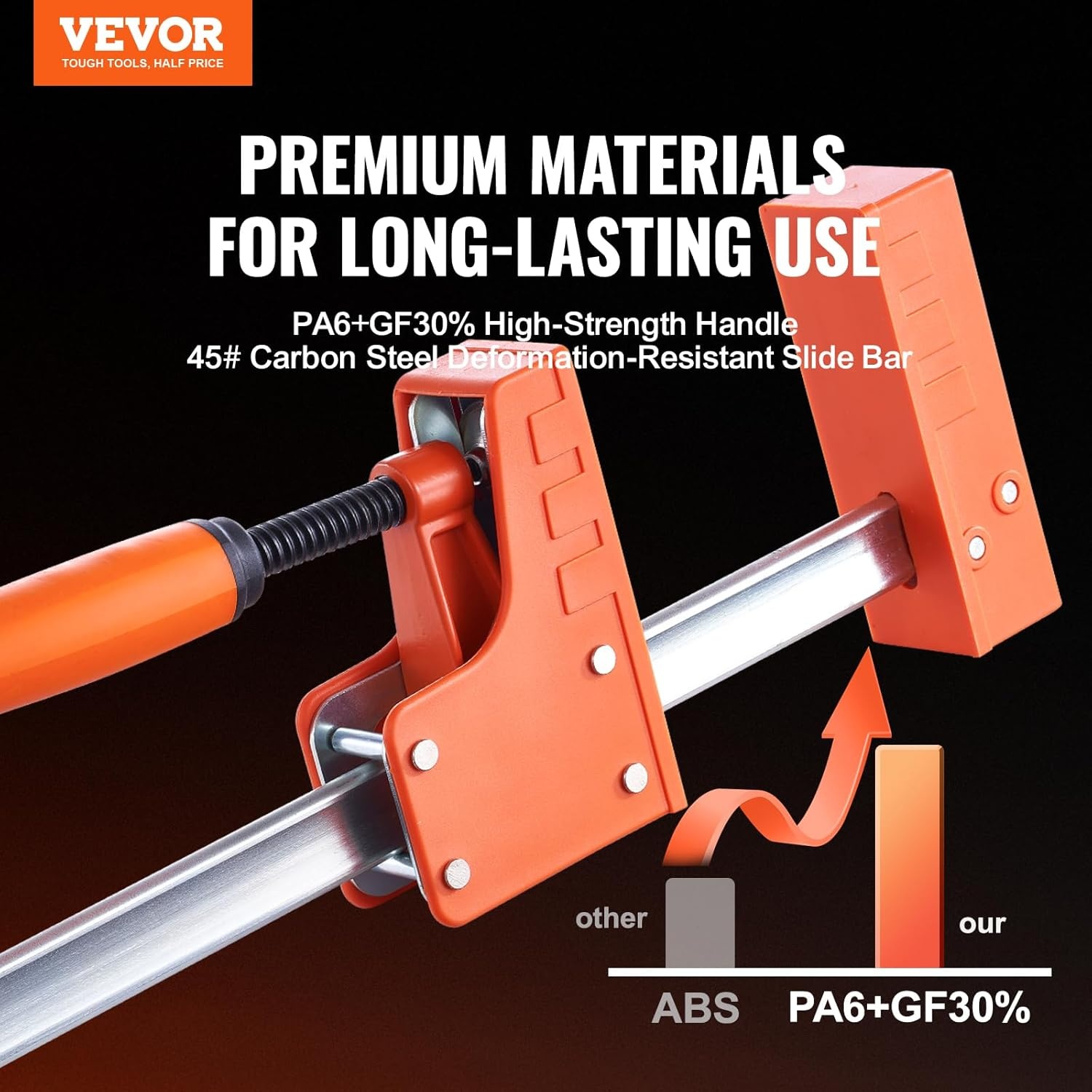 image:imageVEVOR Bar Clamps for Woodworking 2Pack 24 inch Parallel Clamp Set FClamp with 1500 lbs Load Limit Even Pressure Highstrength Plastic and Carbon Steel for Woodworking Metal Working Orange50