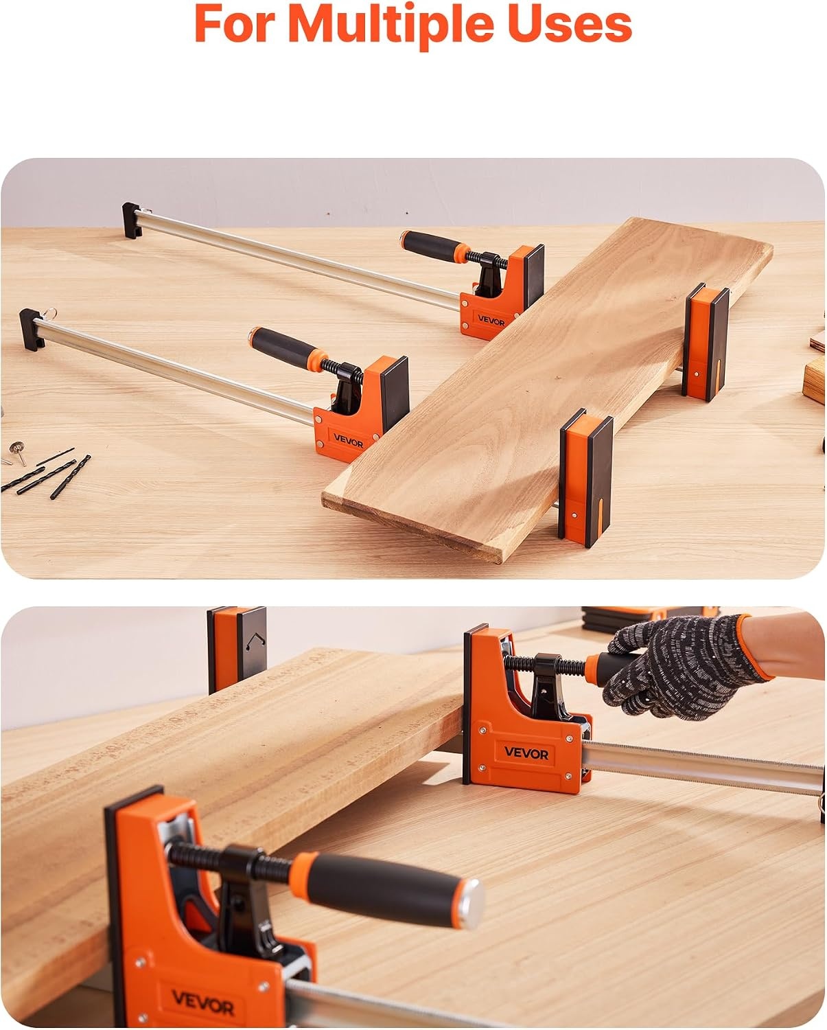image:imageVEVOR Bar Clamps for Woodworking 2Pack 24 inch Parallel Clamp Set FClamp with 1500 lbs Load Limit Even Pressure Highstrength Plastic and Carbon Steel for Woodworking Metal Working Orange30