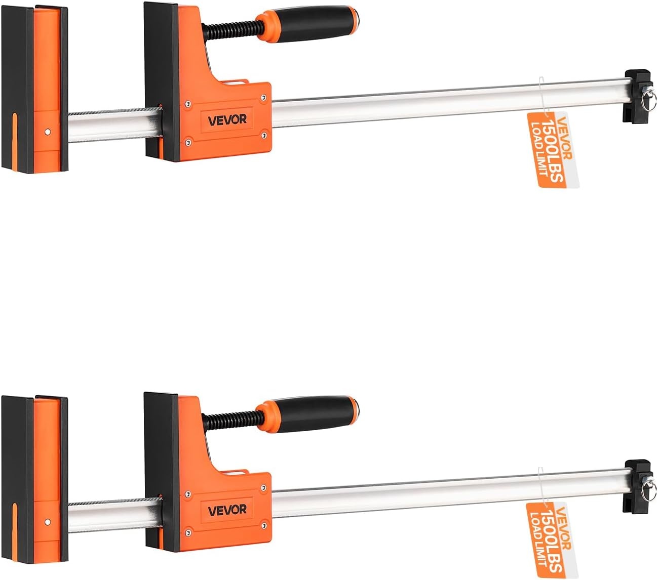image:imageVEVOR Bar Clamps for Woodworking 2Pack 24 inch Parallel Clamp Set FClamp with 1500 lbs Load Limit Even Pressure Highstrength Plastic and Carbon Steel for Woodworking Metal Working Orange24