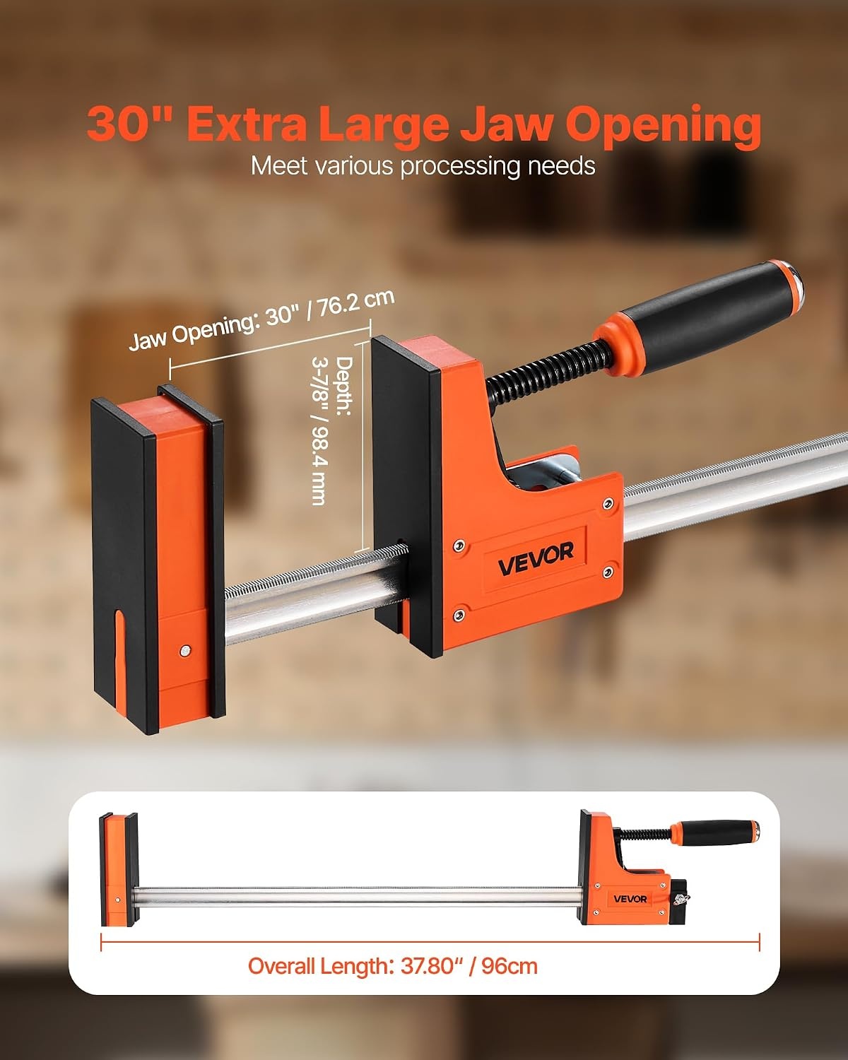 image:imageVEVOR Bar Clamps for Woodworking 2Pack 24 inch Parallel Clamp Set FClamp with 1500 lbs Load Limit Even Pressure Highstrength Plastic and Carbon Steel for Woodworking Metal Working Orange30