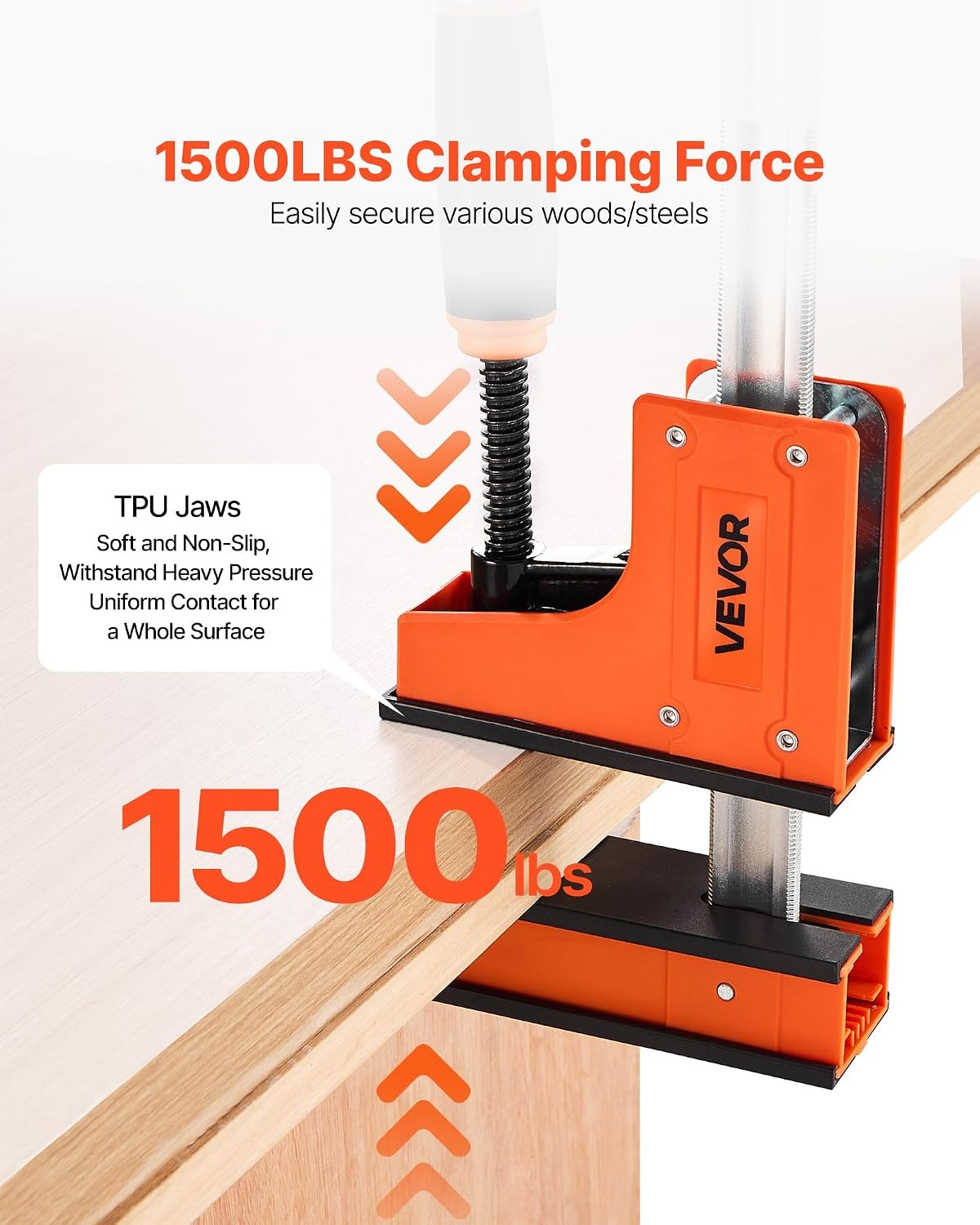 image:imageVEVOR Bar Clamps for Woodworking 2Pack 24 inch Parallel Clamp Set FClamp with 1500 lbs Load Limit Even Pressure Highstrength Plastic and Carbon Steel for Woodworking Metal Working Orange30
