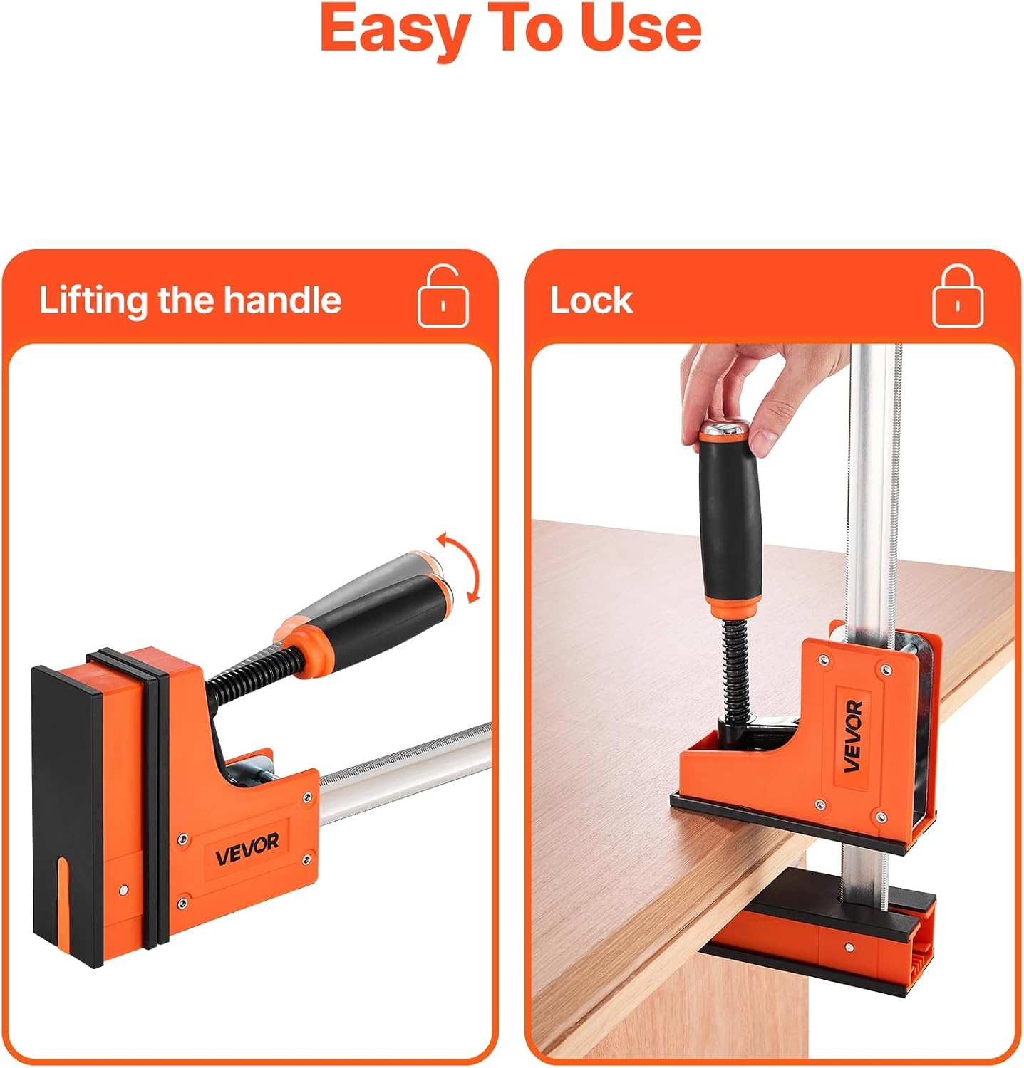 image:imageVEVOR Bar Clamps for Woodworking 2Pack 24 inch Parallel Clamp Set FClamp with 1500 lbs Load Limit Even Pressure Highstrength Plastic and Carbon Steel for Woodworking Metal Working Orange36