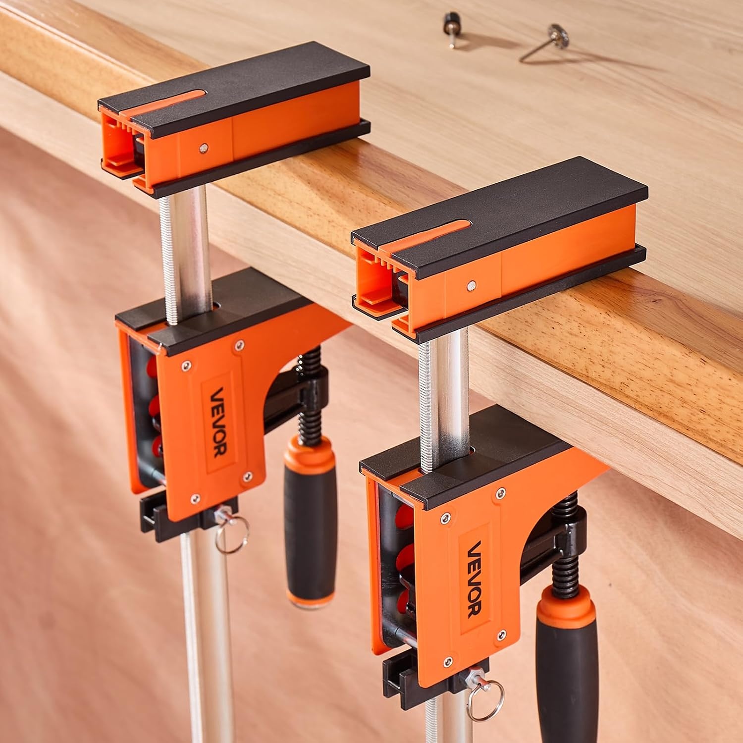 image:imageVEVOR Bar Clamps for Woodworking 2Pack 24 inch Parallel Clamp Set FClamp with 1500 lbs Load Limit Even Pressure Highstrength Plastic and Carbon Steel for Woodworking Metal Working Orange24
