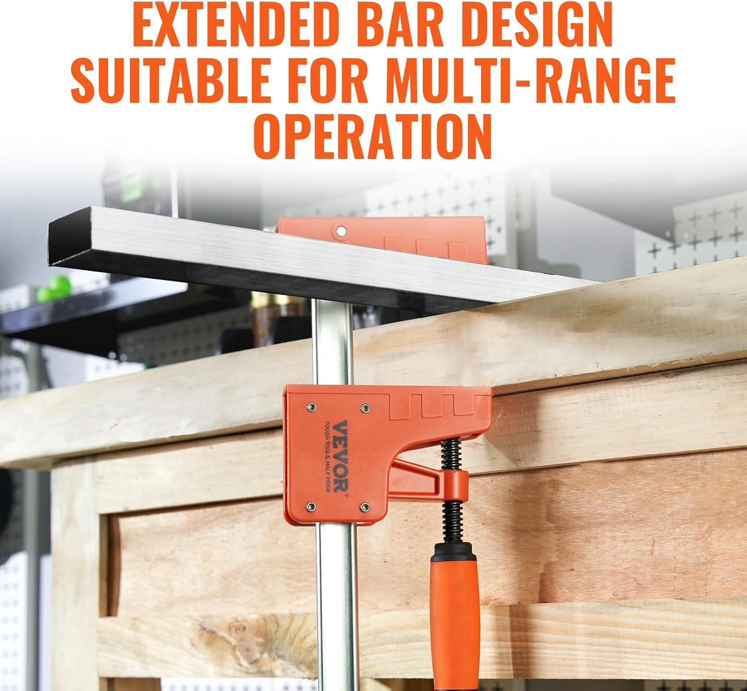 image:imageVEVOR Bar Clamps for Woodworking 2Pack 24 inch Parallel Clamp Set FClamp with 1500 lbs Load Limit Even Pressure Highstrength Plastic and Carbon Steel for Woodworking Metal Working Orange50