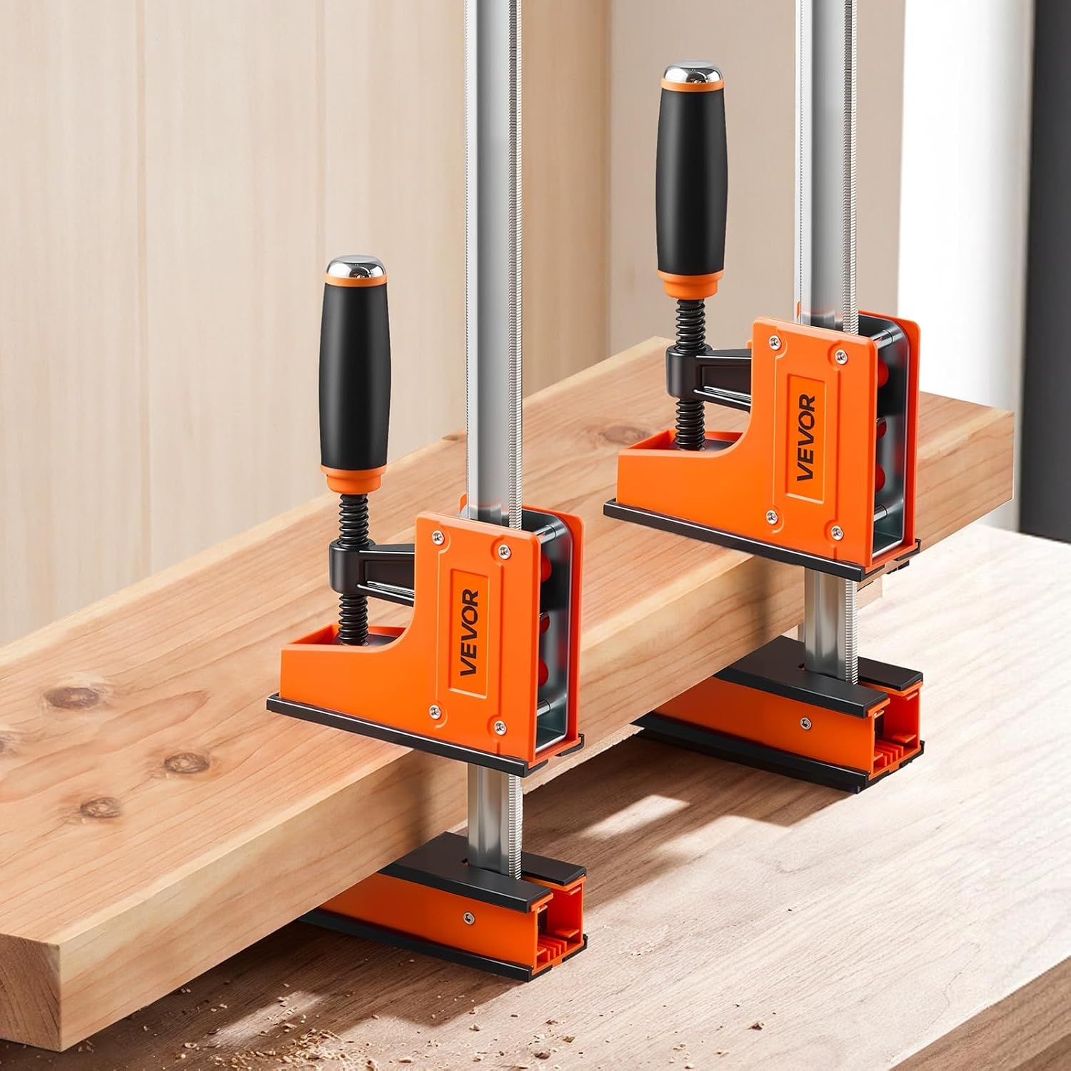 image:imageVEVOR Bar Clamps for Woodworking 4Pack 36 Opening F Clamps 1500 lbs Load Limit ClampSpreader 2 Modes Soft Rubber Pads Ergonomic Handle Carbon Steel Bar for Wood Working and Metal Working