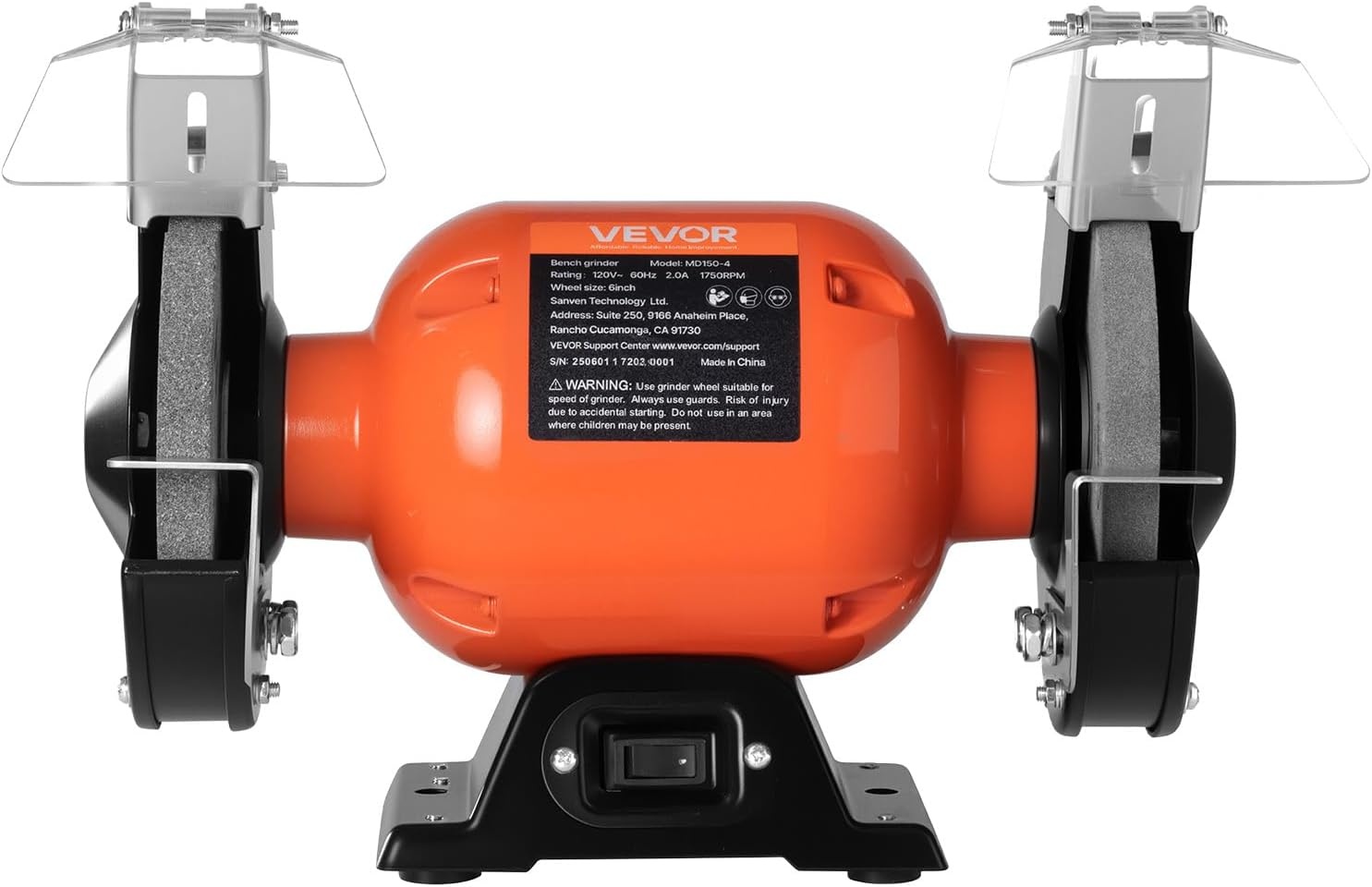 image:imageVEVOR Bench Grinder 6in Single Speed 3450RPM HighSpeed Table Grinders with 450W 38A 35Hp Induction Motor 3660Grit Grinding Wheel amp Adjustable Eye Shield for Fast Sharpening Grinding6 Inch LowSpeed
