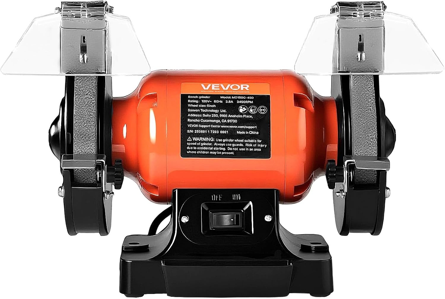 image:imageVEVOR Bench Grinder 6in Single Speed 3450RPM HighSpeed Table Grinders with 450W 38A 35Hp Induction Motor 3660Grit Grinding Wheel amp Adjustable Eye Shield for Fast Sharpening Grinding6 Inch HighSpeed