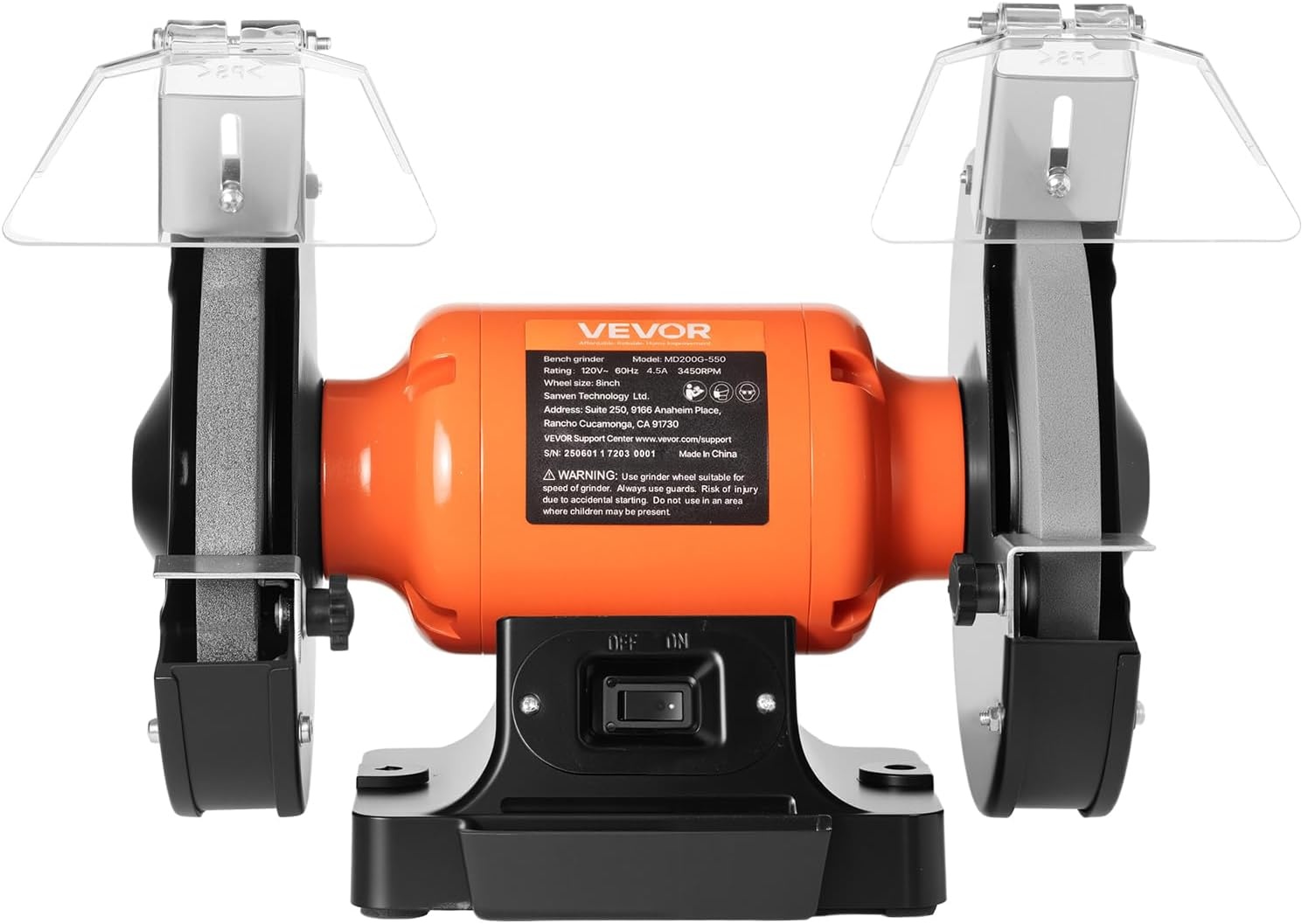image:imageVEVOR Bench Grinder 6in Single Speed 3450RPM HighSpeed Table Grinders with 450W 38A 35Hp Induction Motor 3660Grit Grinding Wheel amp Adjustable Eye Shield for Fast Sharpening Grinding8 Inch HighSpeed