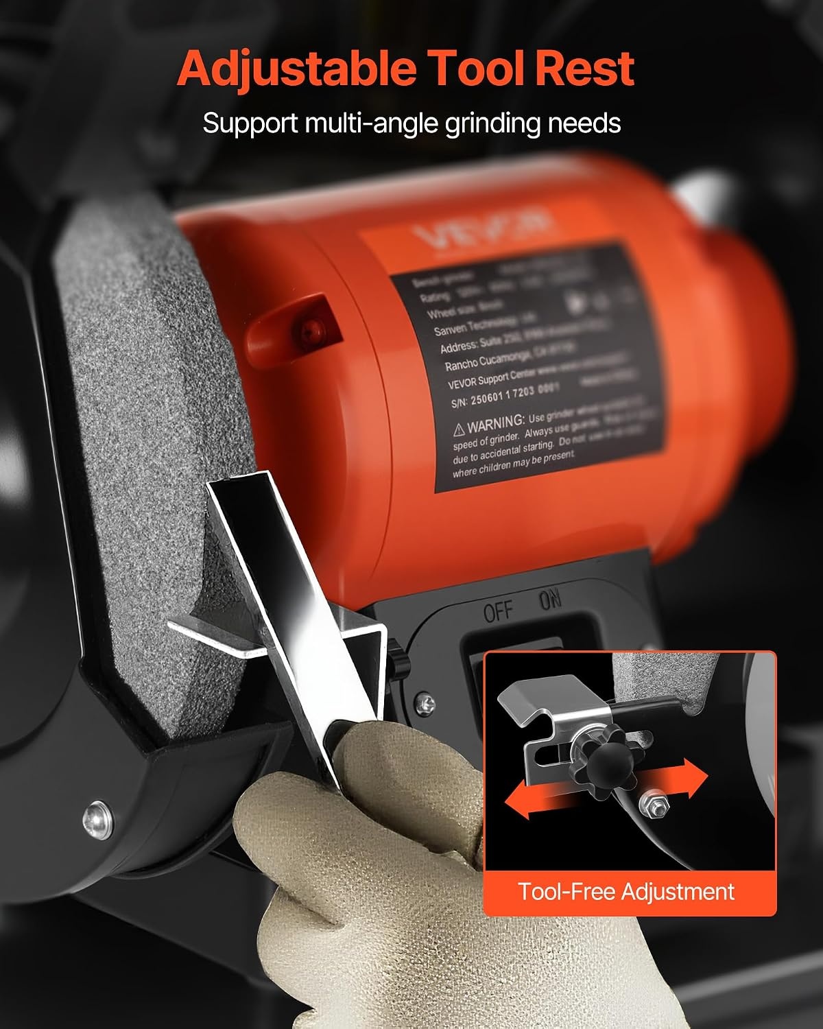image:imageVEVOR Bench Grinder 6in Single Speed 3450RPM HighSpeed Table Grinders with 450W 38A 35Hp Induction Motor 3660Grit Grinding Wheel amp Adjustable Eye Shield for Fast Sharpening Grinding6 Inch HighSpeed