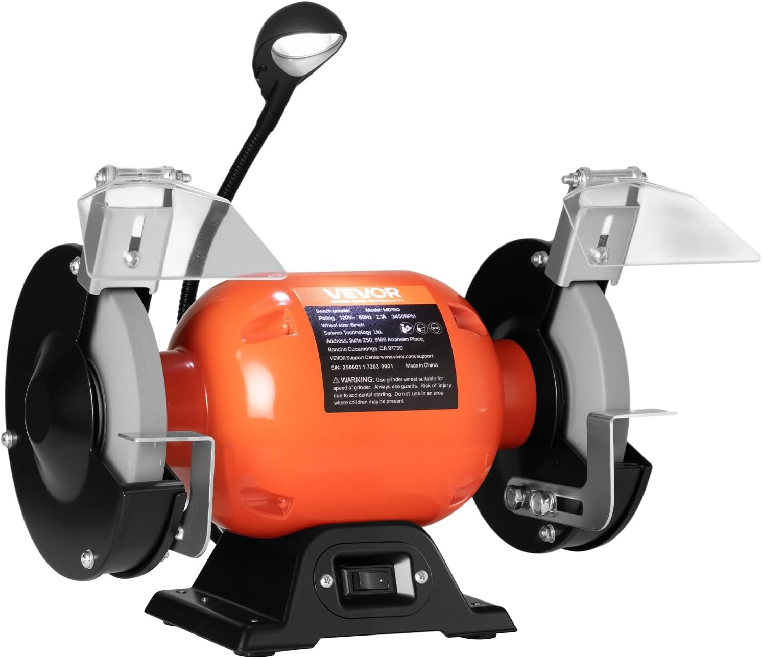 image:imageVEVOR Bench Grinder 6in Single Speed 3450RPM HighSpeed Table Grinders with 450W 38A 35Hp Induction Motor 3660Grit Grinding Wheel amp Adjustable Eye Shield for Fast Sharpening Grinding6 Inch HighSpeed w Light