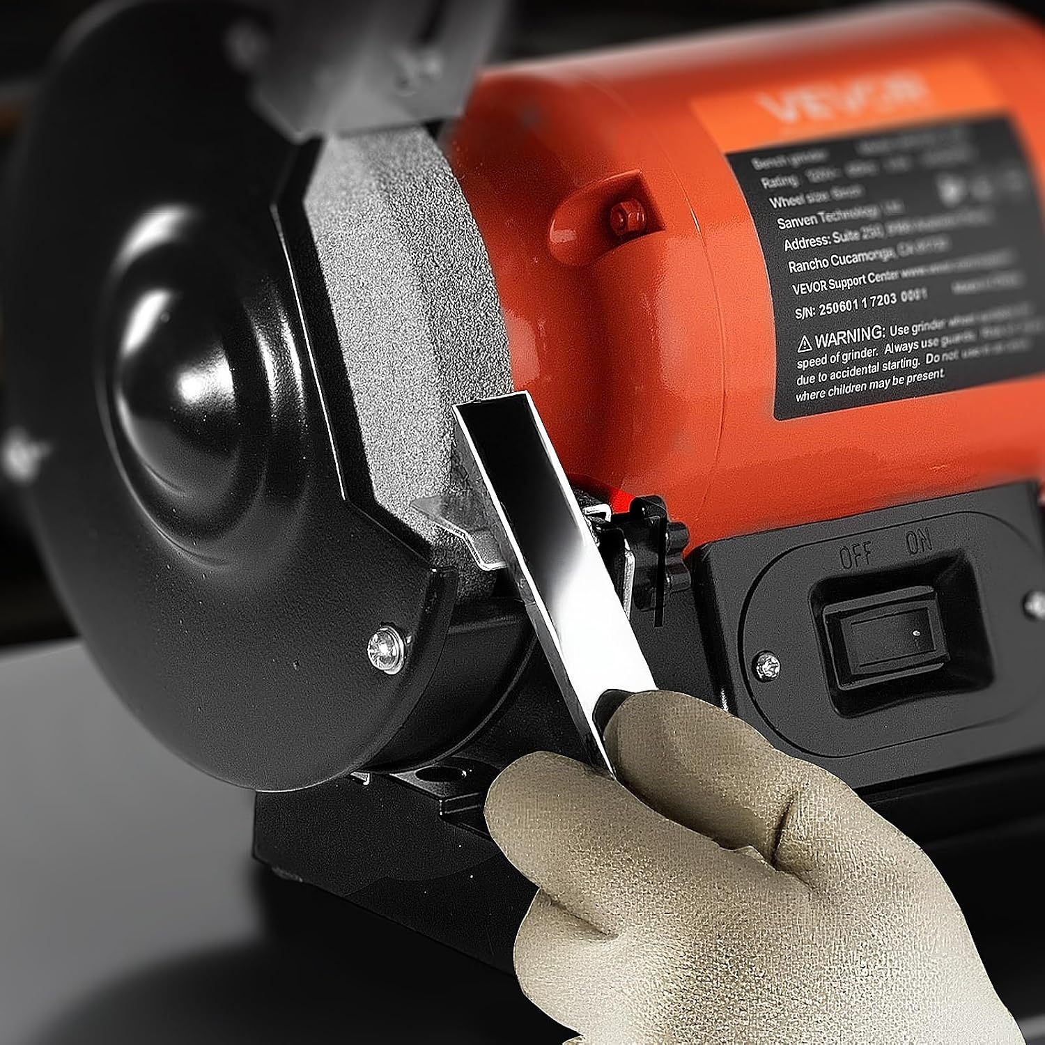 image:imageVEVOR Bench Grinder 6in Single Speed 3450RPM HighSpeed Table Grinders with 450W 38A 35Hp Induction Motor 3660Grit Grinding Wheel amp Adjustable Eye Shield for Fast Sharpening Grinding6 Inch HighSpeed