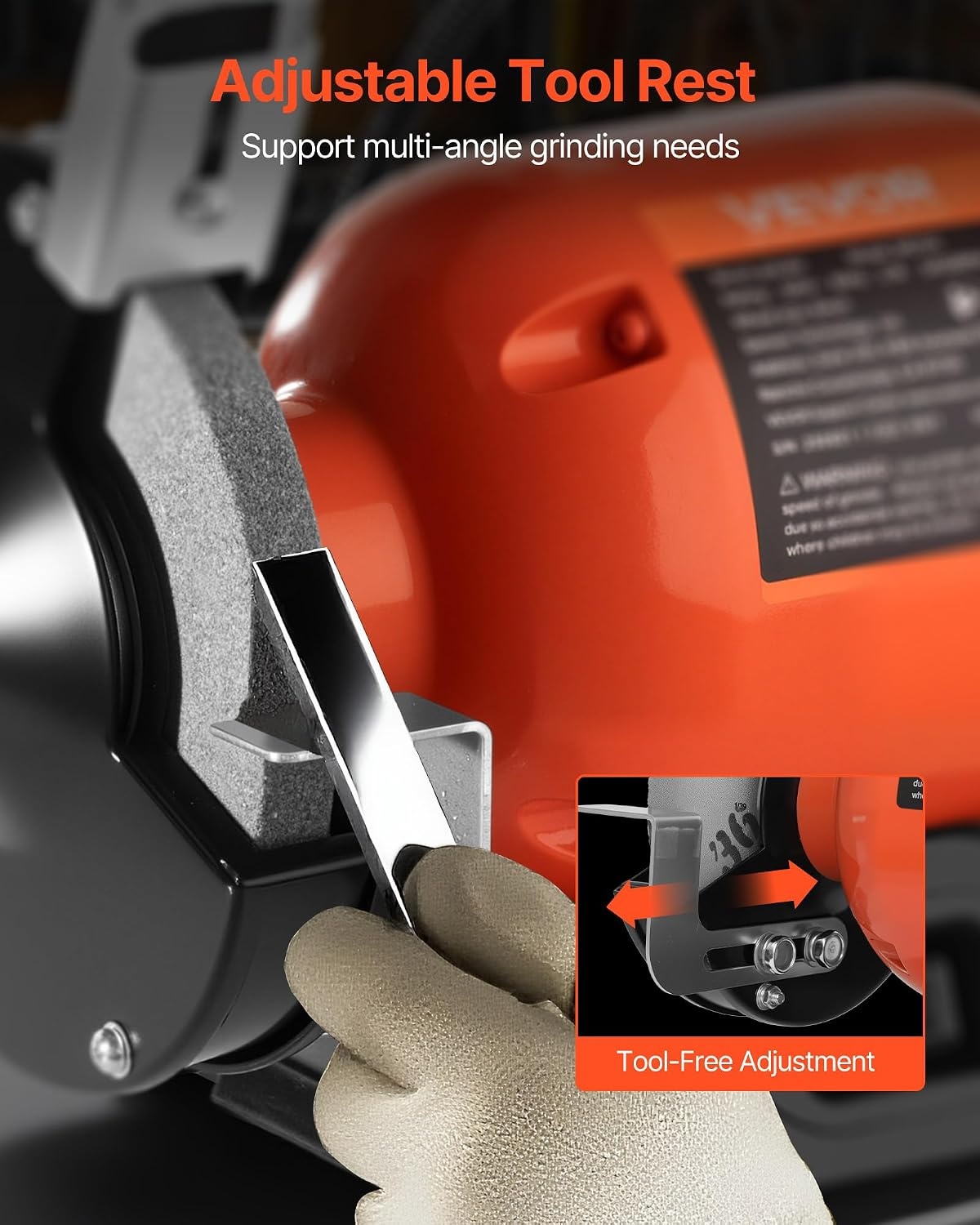 image:imageVEVOR Bench Grinder 6in Single Speed 3450RPM HighSpeed Table Grinders with 450W 38A 35Hp Induction Motor 3660Grit Grinding Wheel amp Adjustable Eye Shield for Fast Sharpening Grinding6 Inch HighSpeed w Light