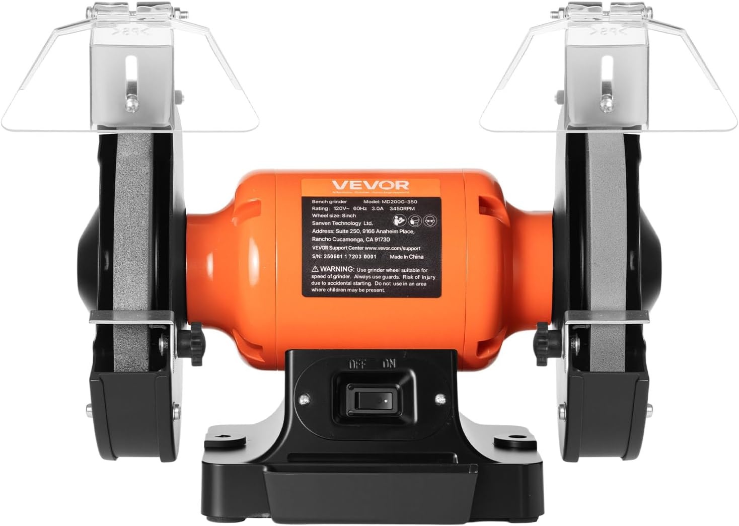 image:imageVEVOR Bench Grinder 8inch Single Speed Bench Grinder 3450RPM HighSpeed Table Grinders with 350W 30A Induction Motor 3660Grit Grinding Wheel amp Adjustable Eye Shield for Fast Sharpening Grinding