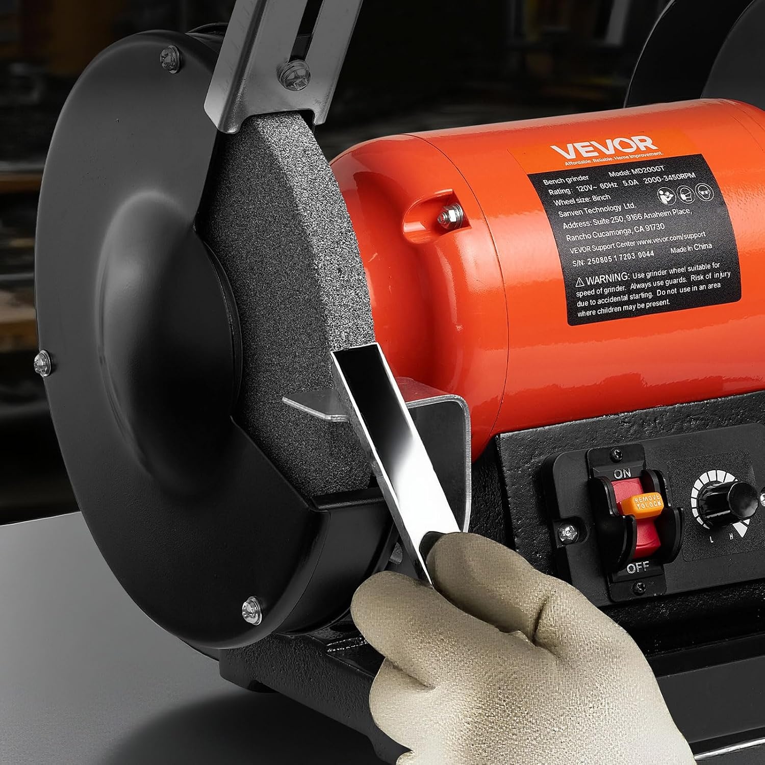 image:imageVEVOR Bench Grinder 8inch Variable Speed Bench Grinder 20003450RPM Table Grinders with 550W 50A 34Hp Induction Motor 3660Grit Grinding Wheel amp Adjustable Eye Shield for Sharpening Grinding8 inch550W