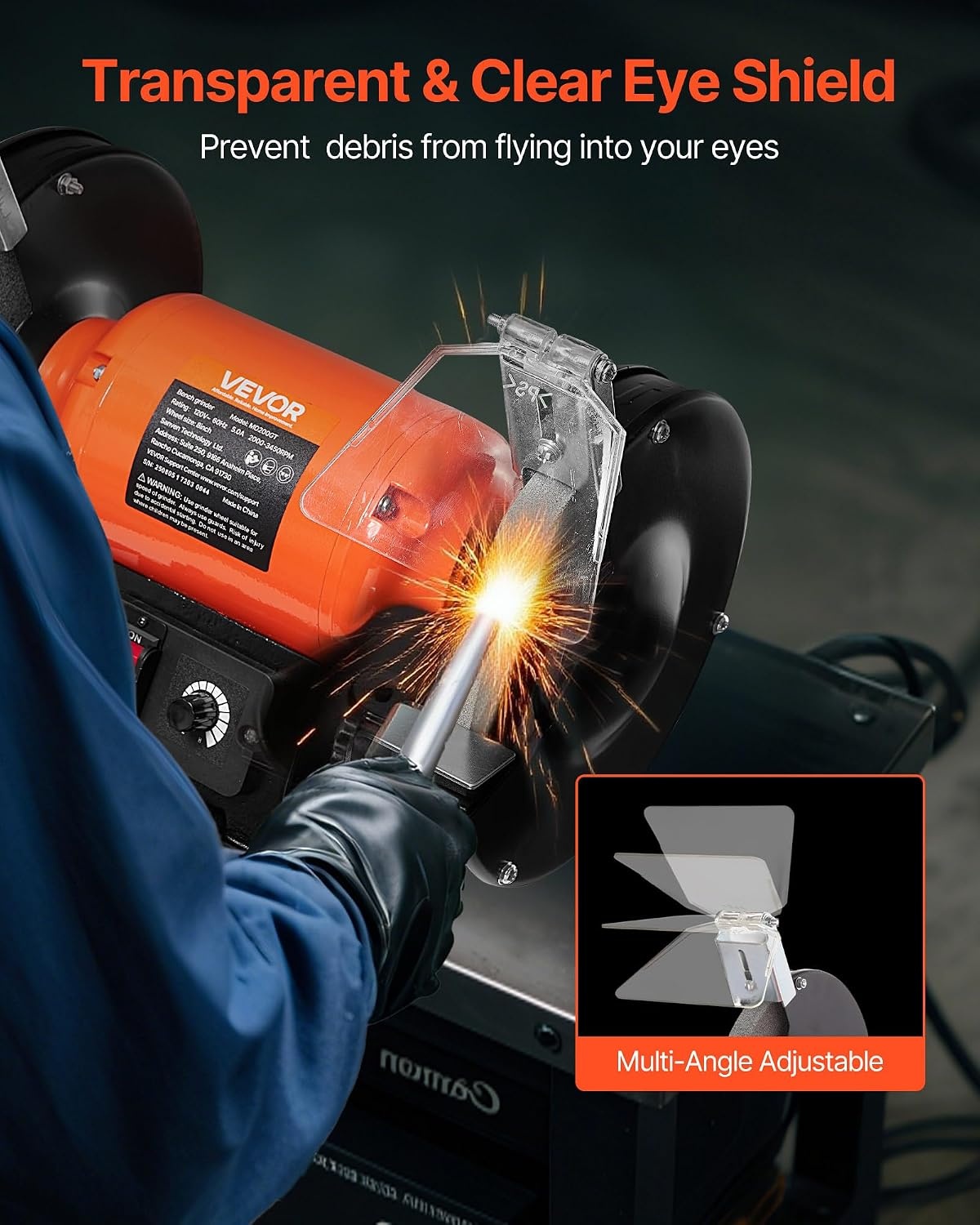 image:imageVEVOR Bench Grinder 8inch Variable Speed Bench Grinder 20003450RPM Table Grinders with 550W 50A 34Hp Induction Motor 3660Grit Grinding Wheel amp Adjustable Eye Shield for Sharpening Grinding8 inch550W