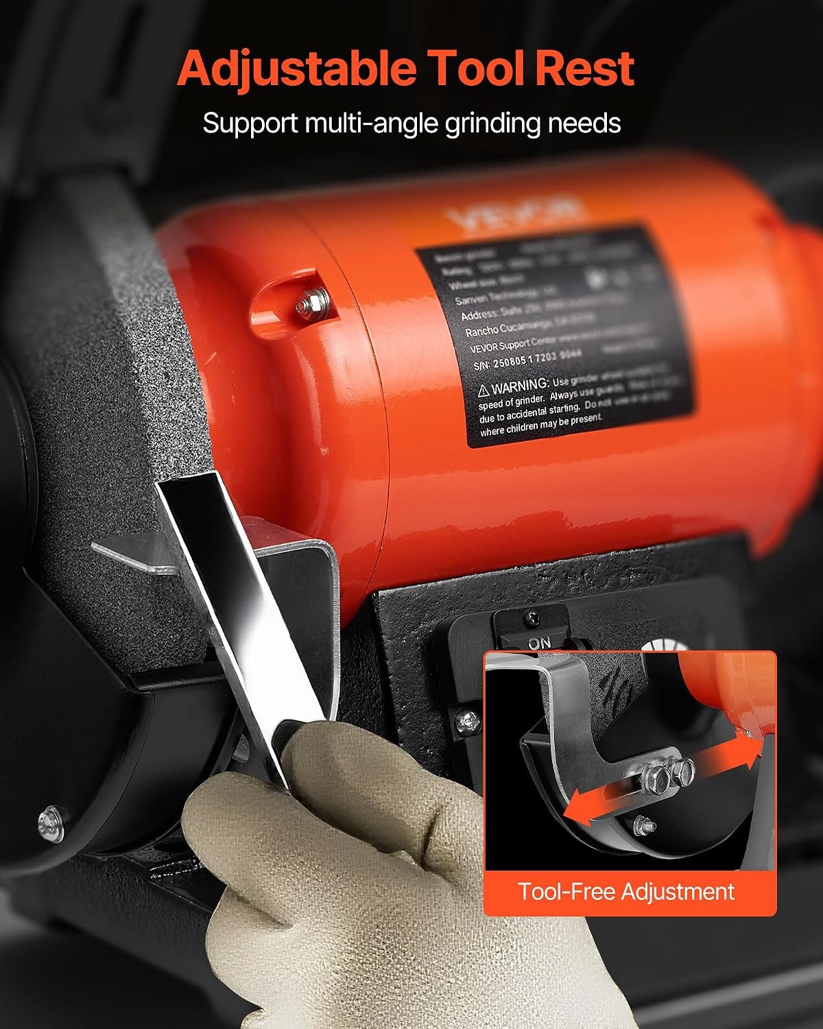 image:imageVEVOR Bench Grinder 8inch Variable Speed Bench Grinder 20003450RPM Table Grinders with 550W 50A 34Hp Induction Motor 3660Grit Grinding Wheel amp Adjustable Eye Shield for Sharpening Grinding8 inch550W