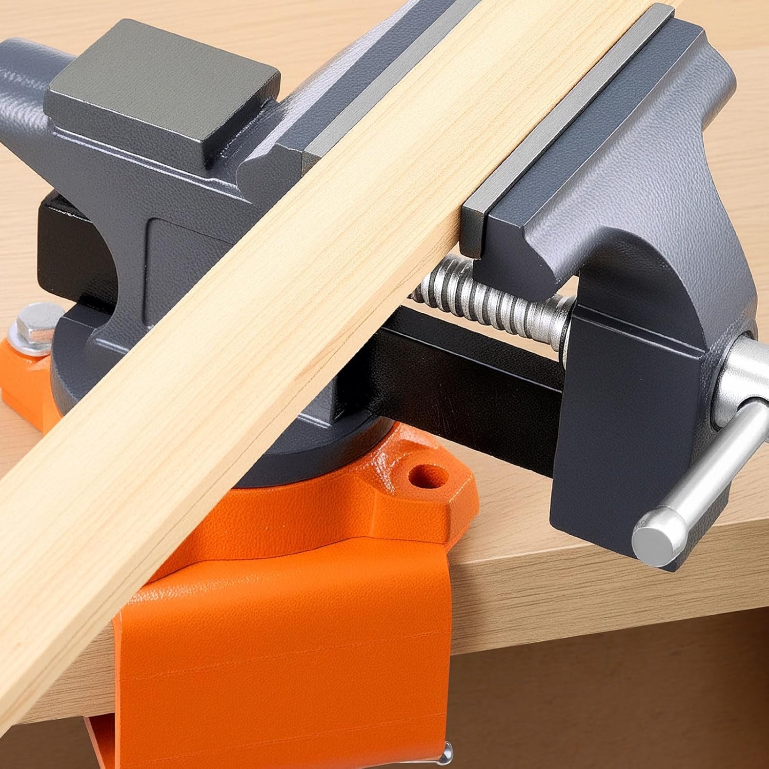 image:imageVEVOR Bench Vise 3 Inch Portable Workbench Vice with 360 Swivel Base Quick Release Rotating Bench Clamp Raised Base Cast Iron Construction for Woodworking Metalworking Drilling and Cutting45inch