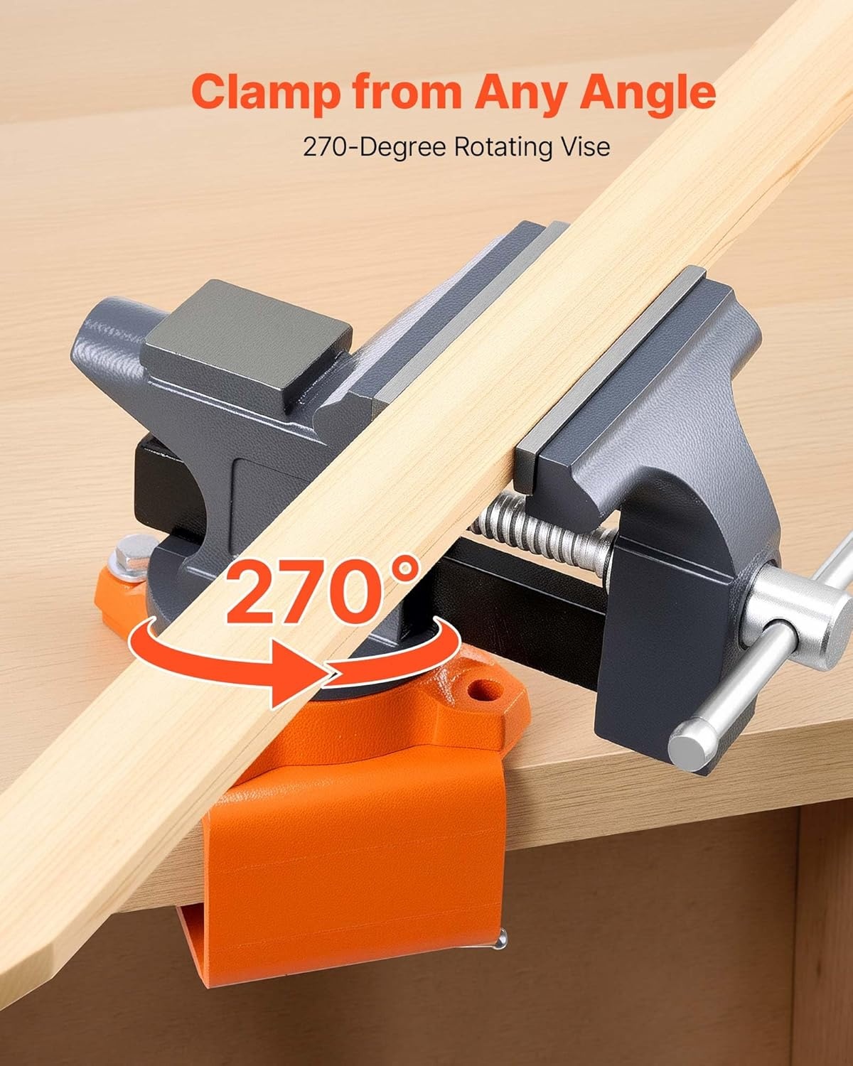 image:imageVEVOR Bench Vise 3 Inch Portable Workbench Vice with 360 Swivel Base Quick Release Rotating Bench Clamp Raised Base Cast Iron Construction for Woodworking Metalworking Drilling and Cutting45inch