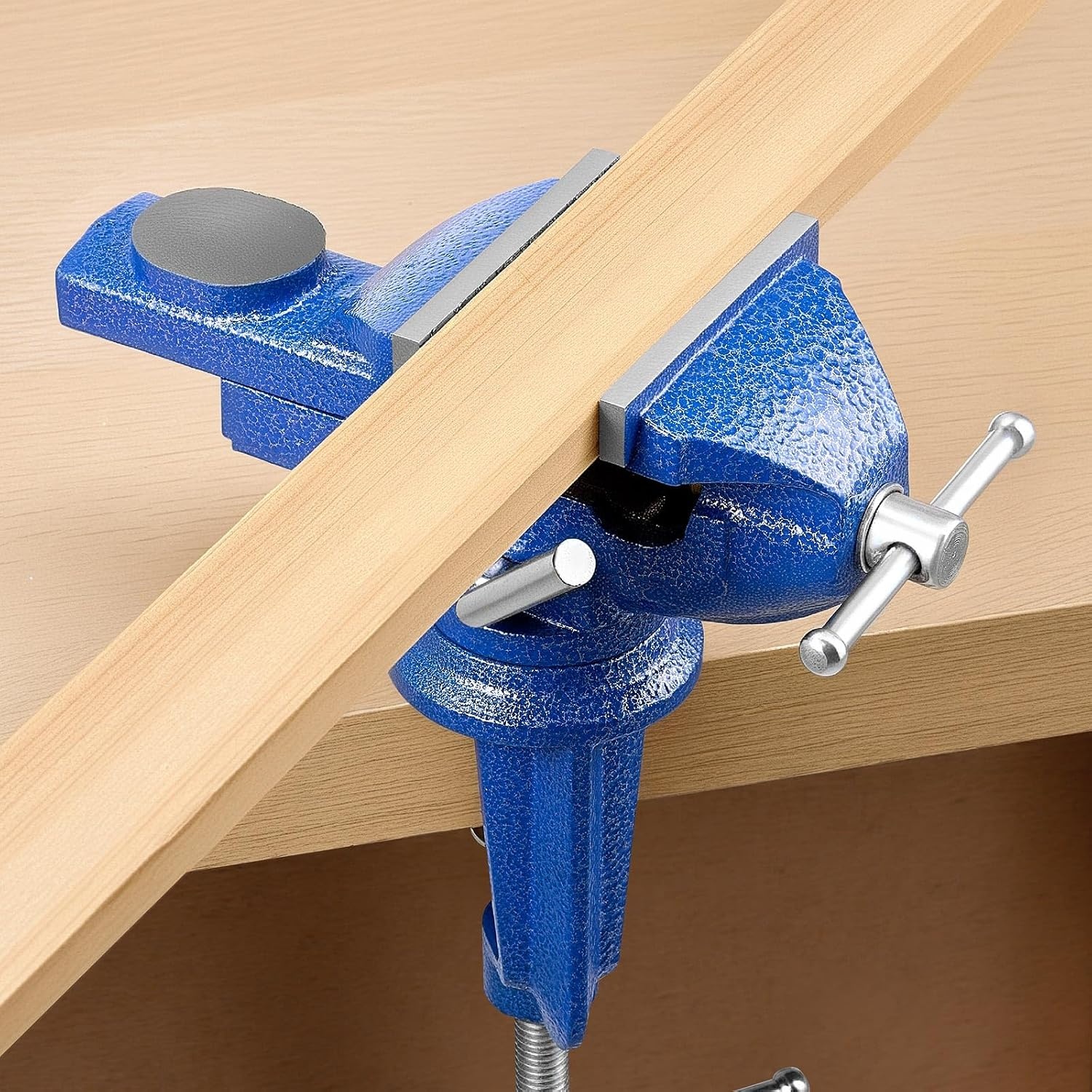 image:imageVEVOR Bench Vise 3 Inch Portable Workbench Vice with 360 Swivel Base Quick Release Rotating Bench Clamp Raised Base Cast Iron Construction for Woodworking Metalworking Drilling and Cutting3inch